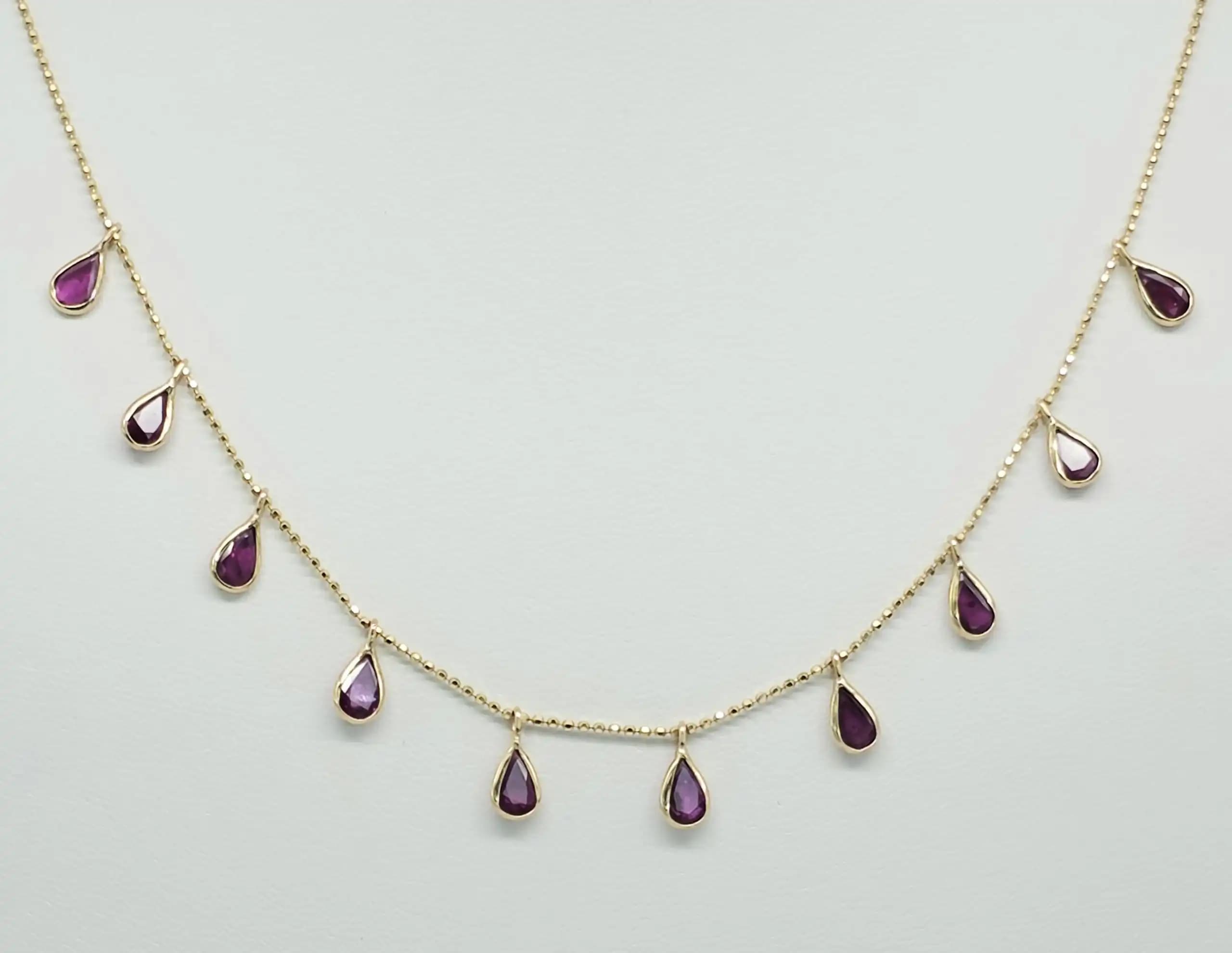 Ruby Dangle Station Necklace