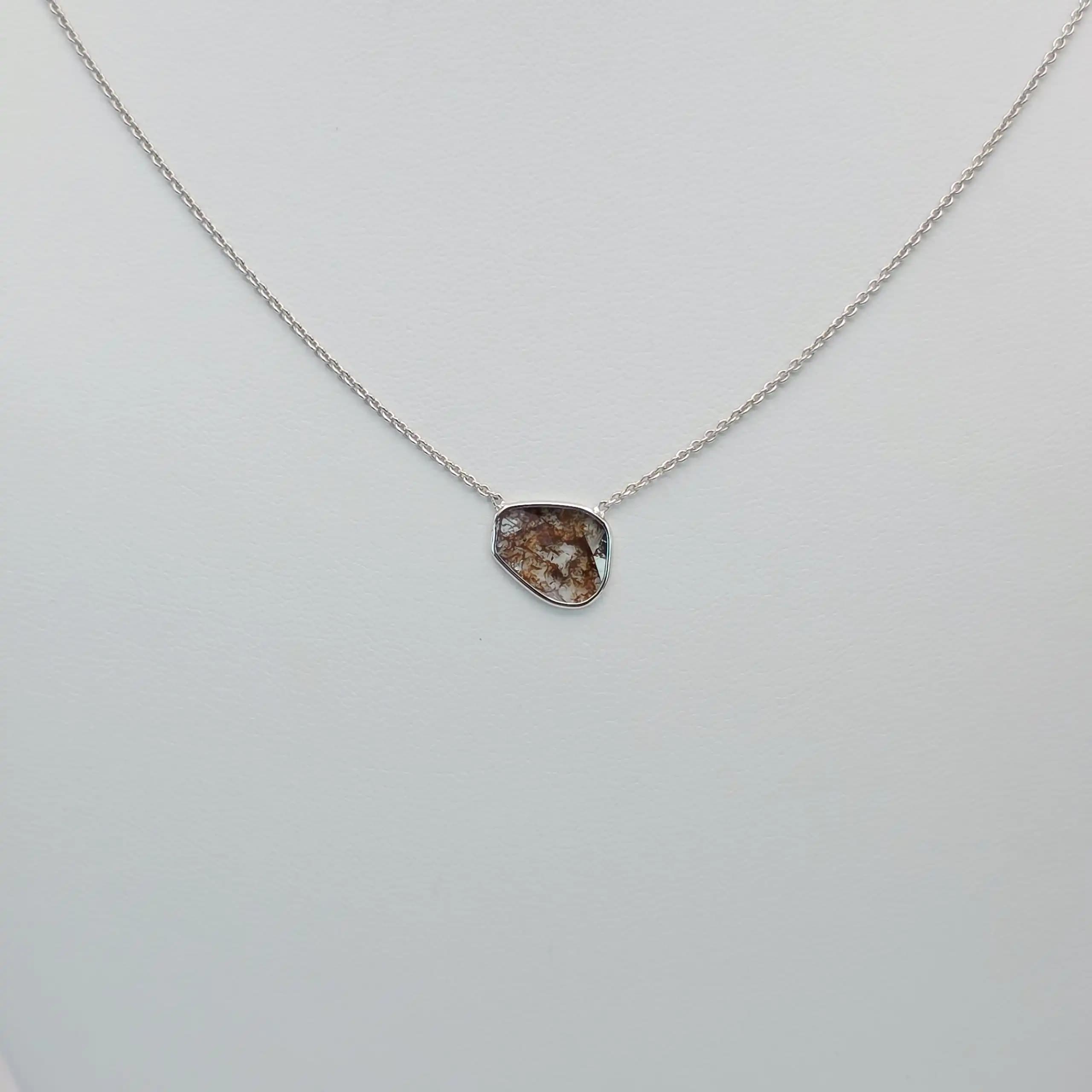 0.62 cts natural diamond slice pendant necklace in 14K white gold