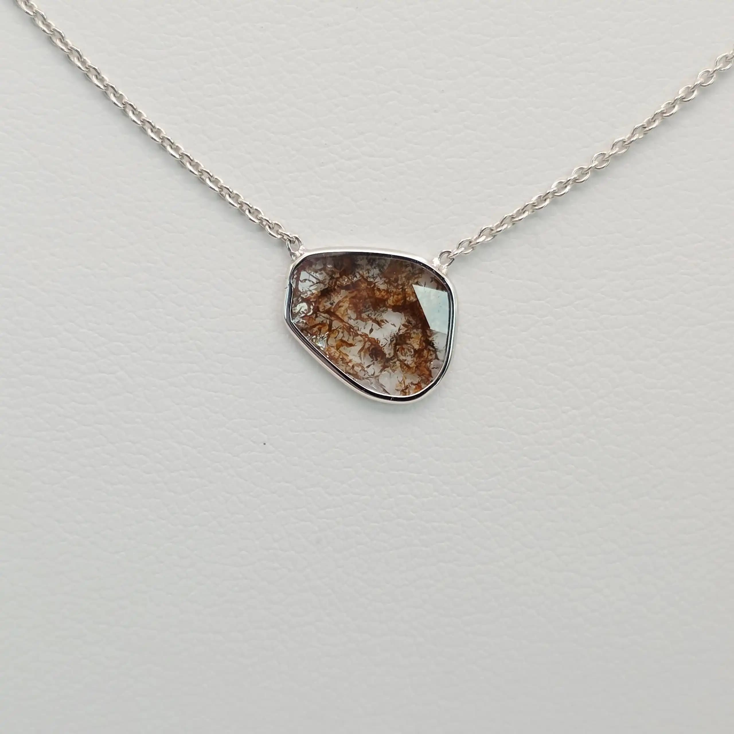 0.62 cts natural diamond slice pendant necklace in 14K white gold