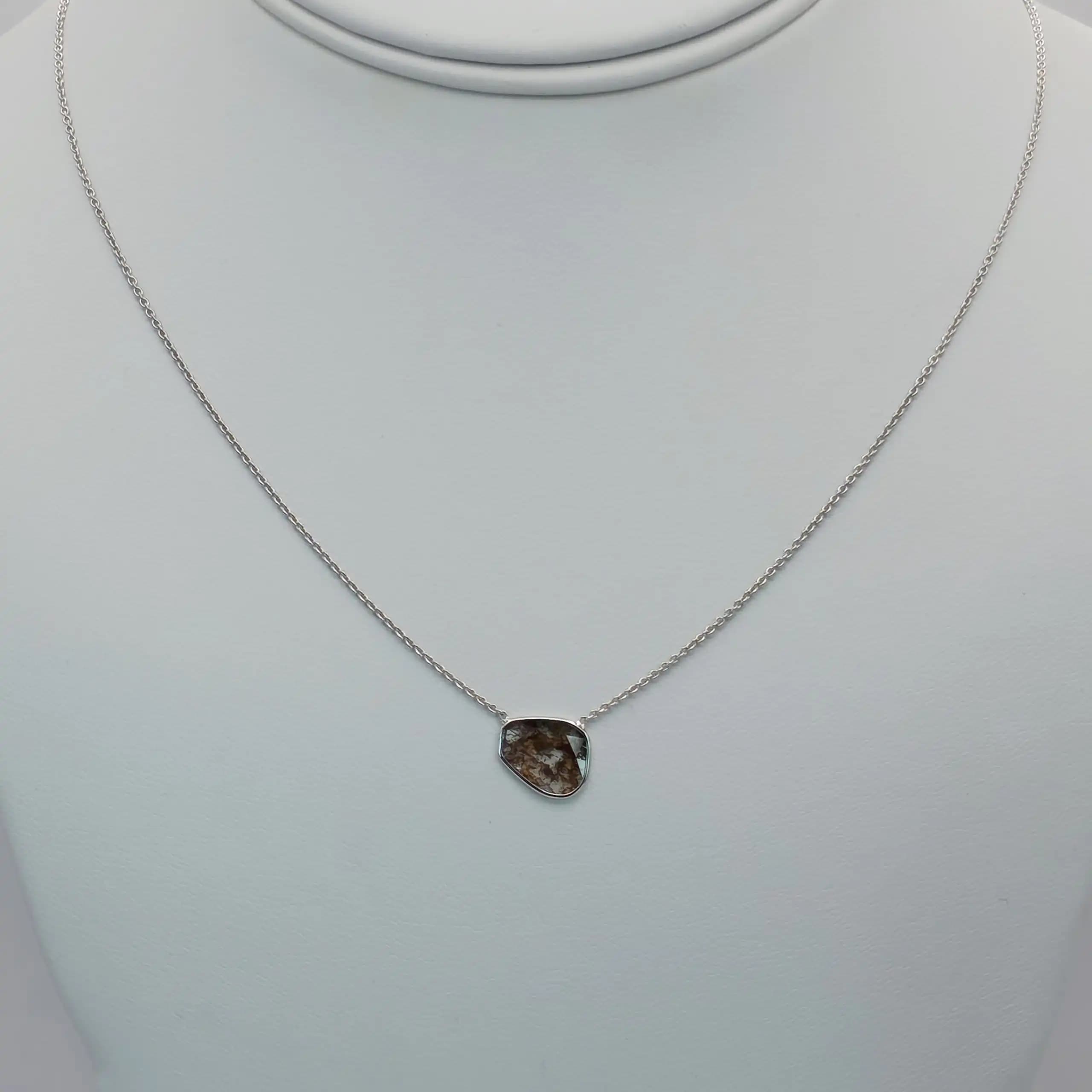 0.62 cts natural diamond slice pendant necklace in 14K white gold