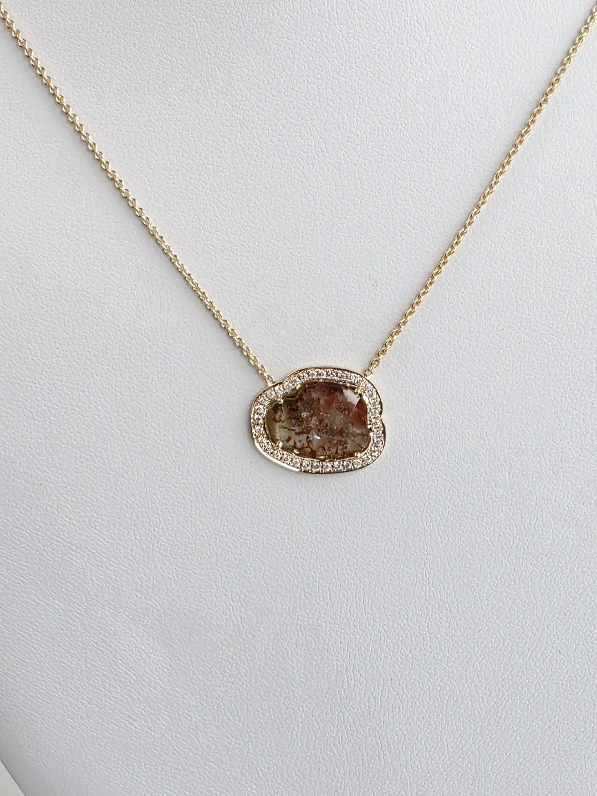 1.50 cts natural diamond slice pendant necklace in 14K yellow gold