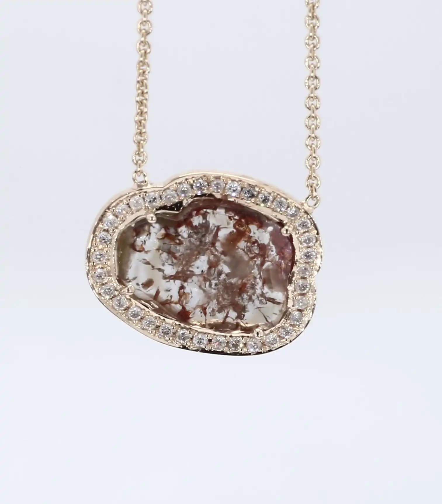 1.50 cts natural diamond slice pendant necklace in 14K yellow gold