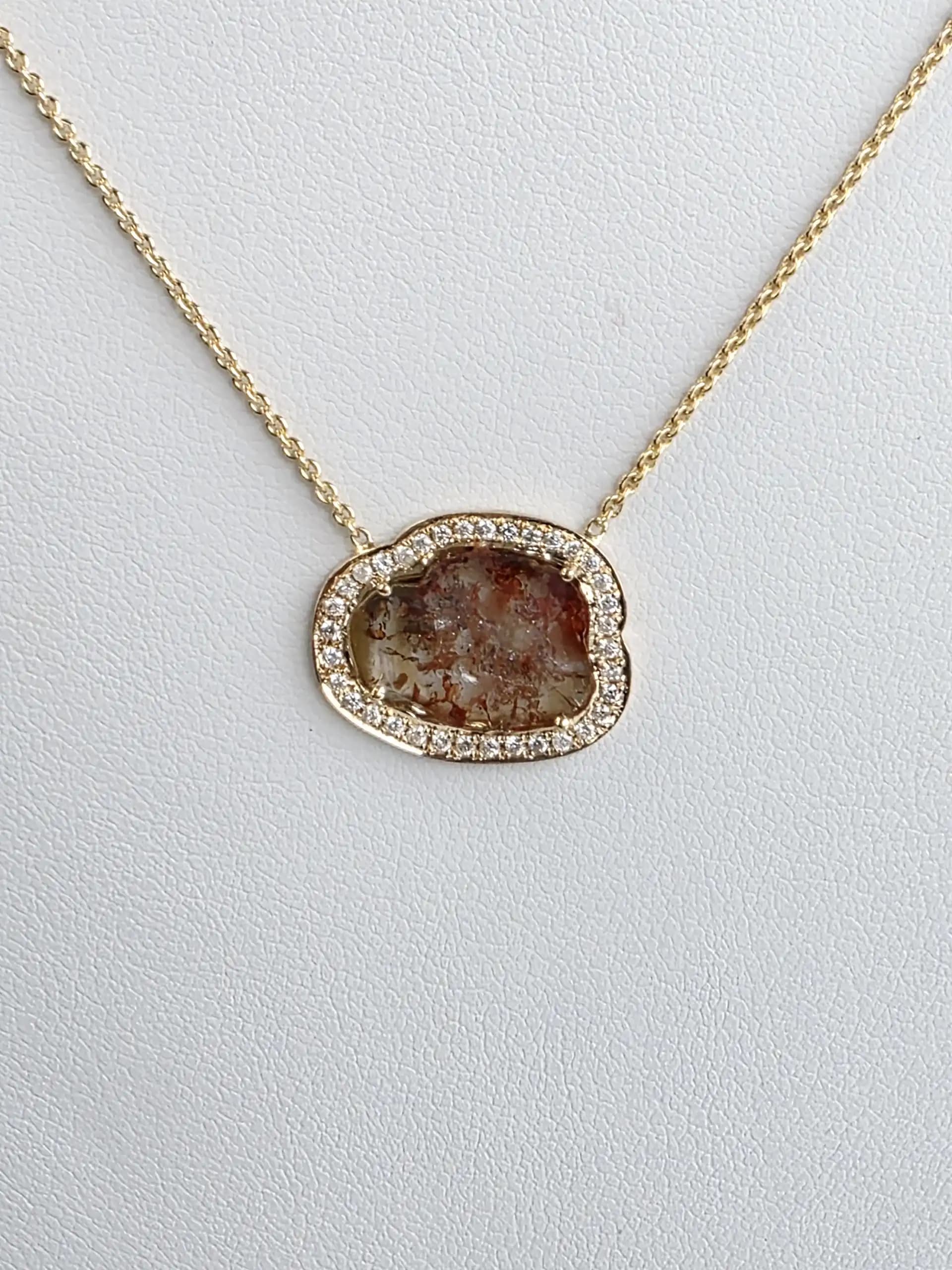1.50 cts natural diamond slice pendant necklace in 14K yellow gold
