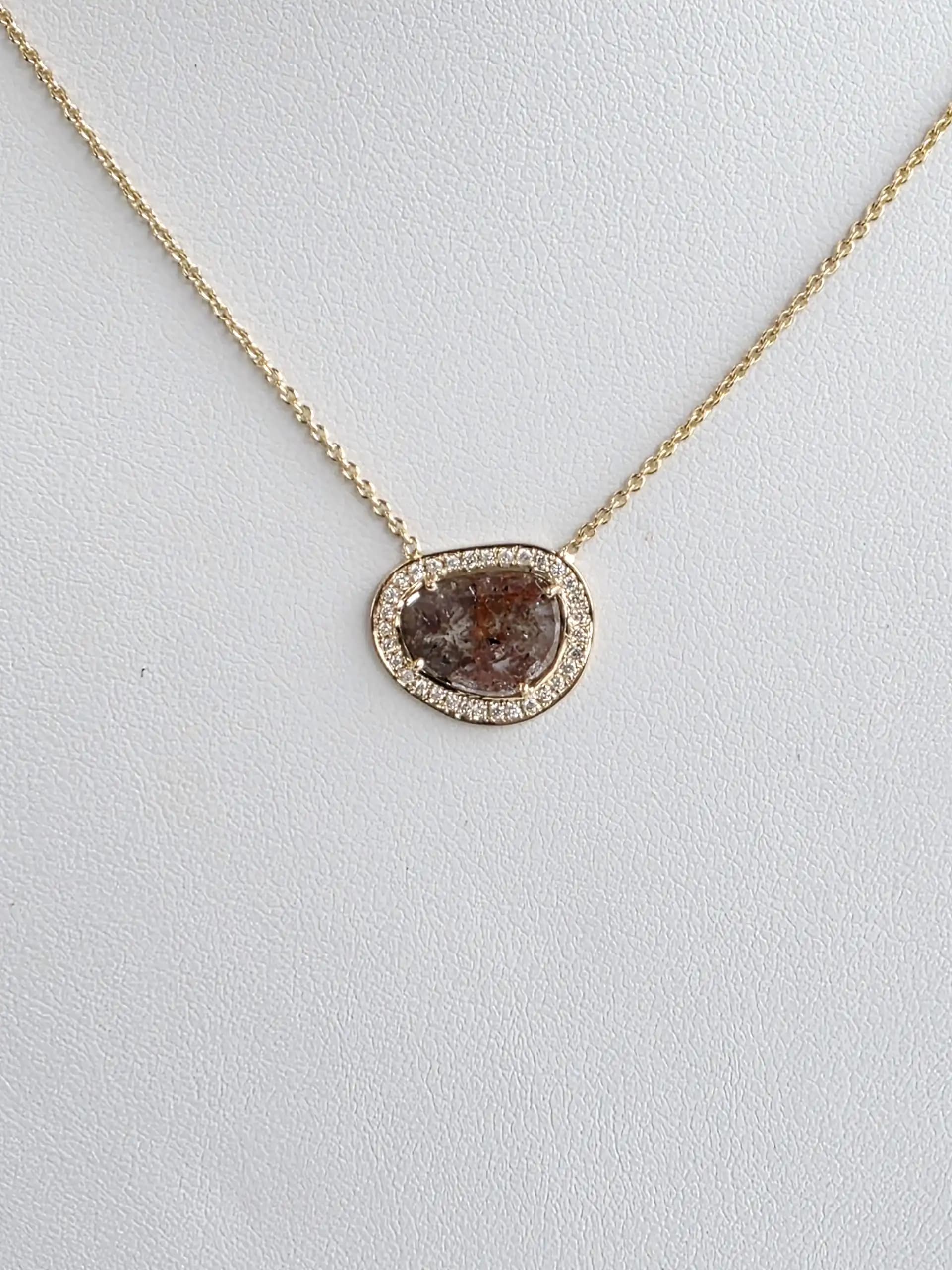 1.73 cts natural diamond slice pendant necklace in 14K yellow gold
