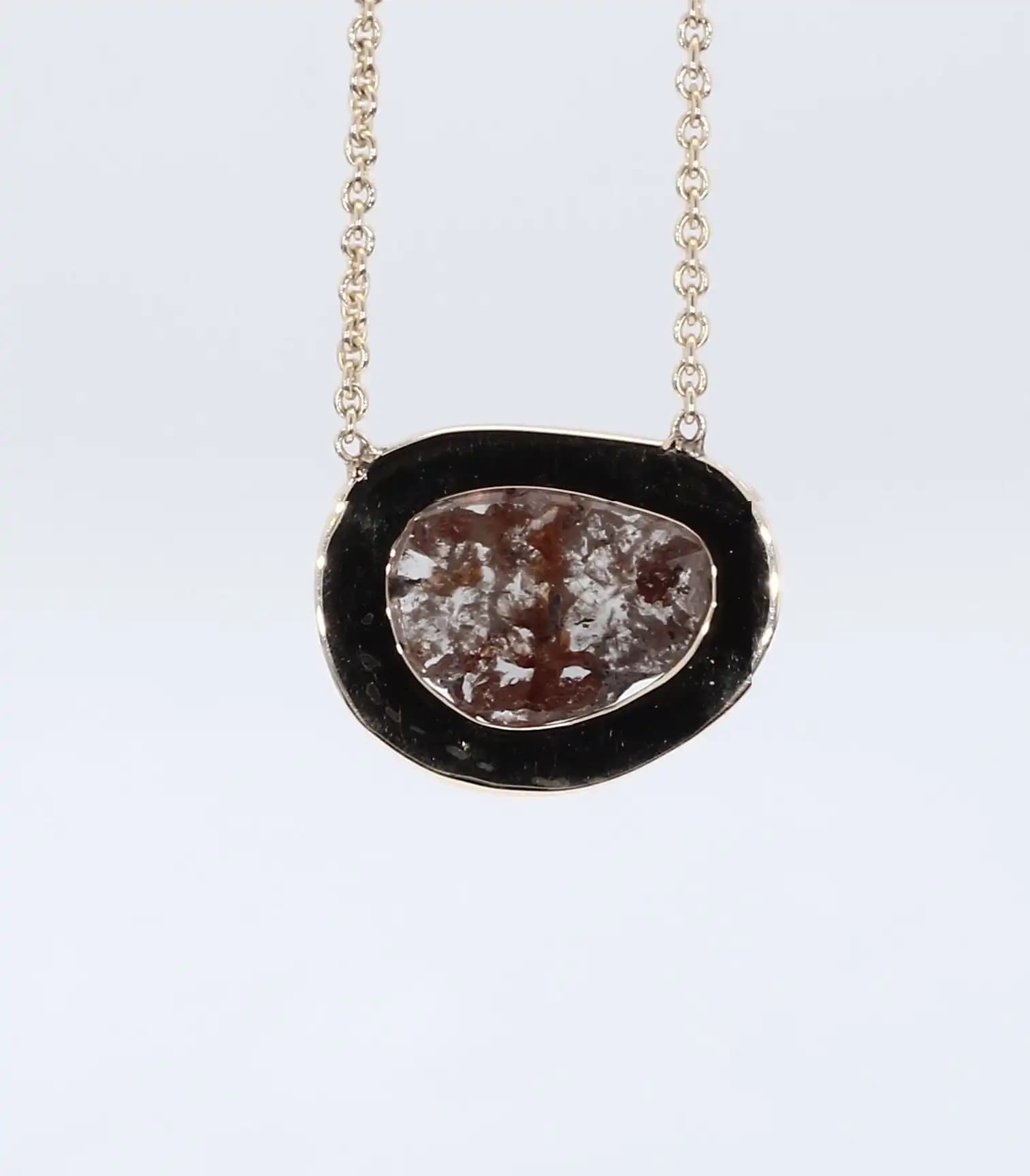 1.73 cts natural diamond slice pendant necklace in 14K yellow gold
