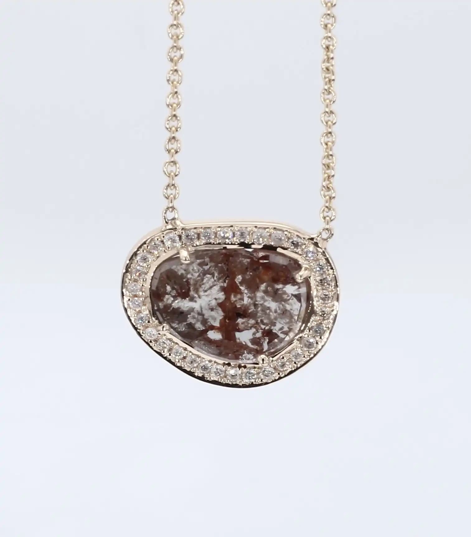 1.73 cts natural diamond slice pendant necklace in 14K yellow gold