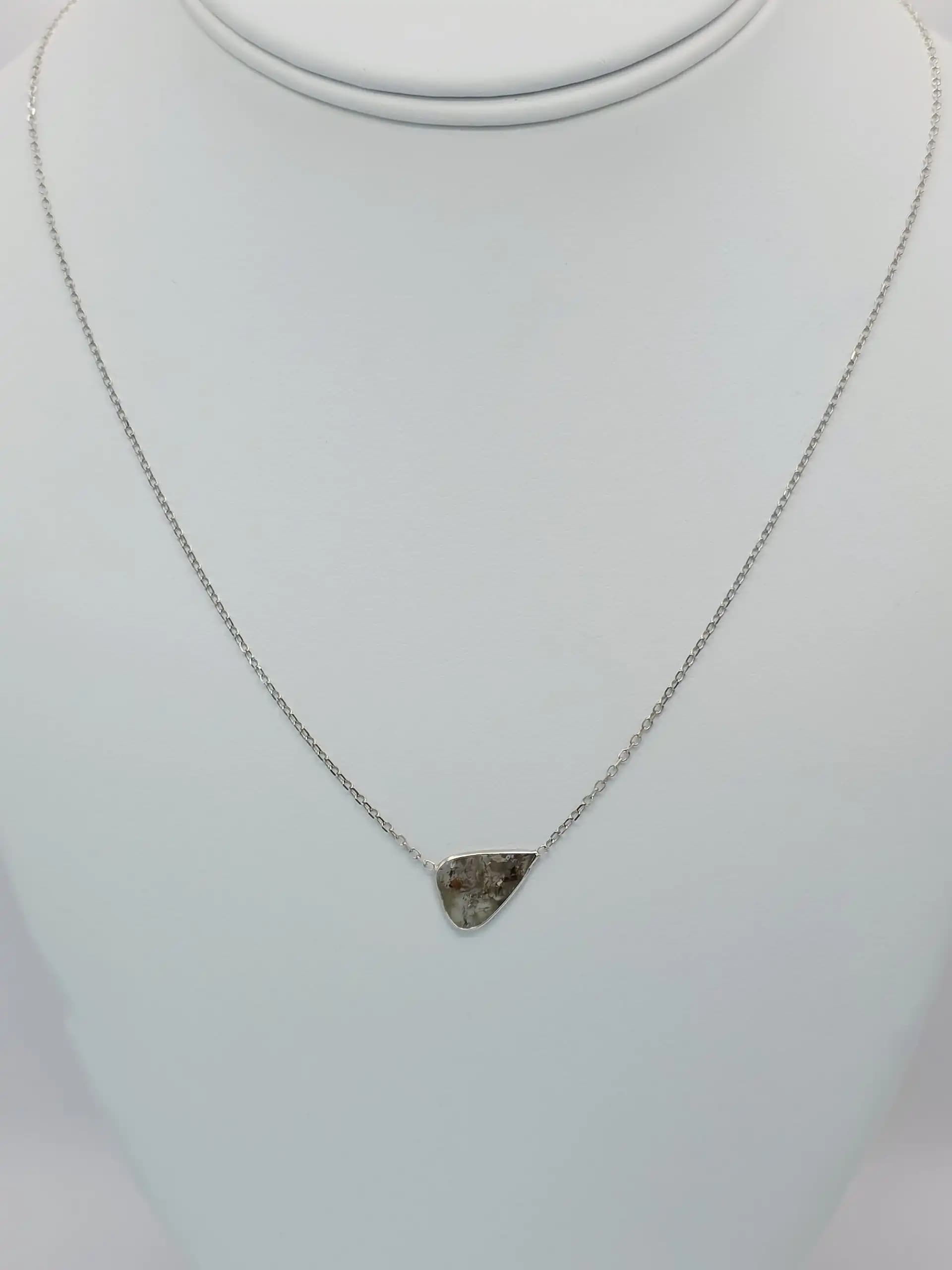 0.95 cts natural diamond slice pendant necklace in 14K white gold