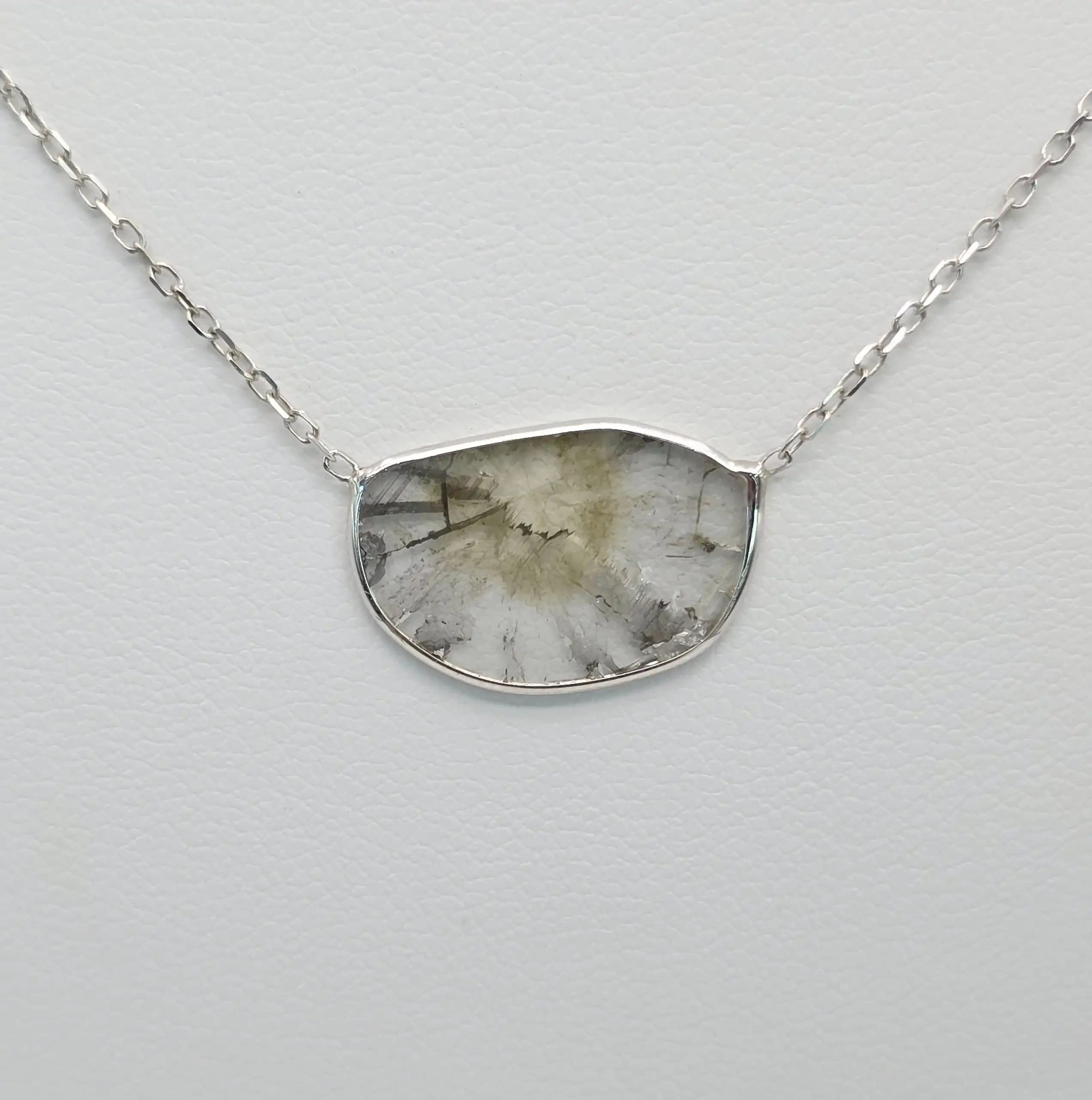 1.70 cts natural diamond slice pendant necklace in 14K white gold