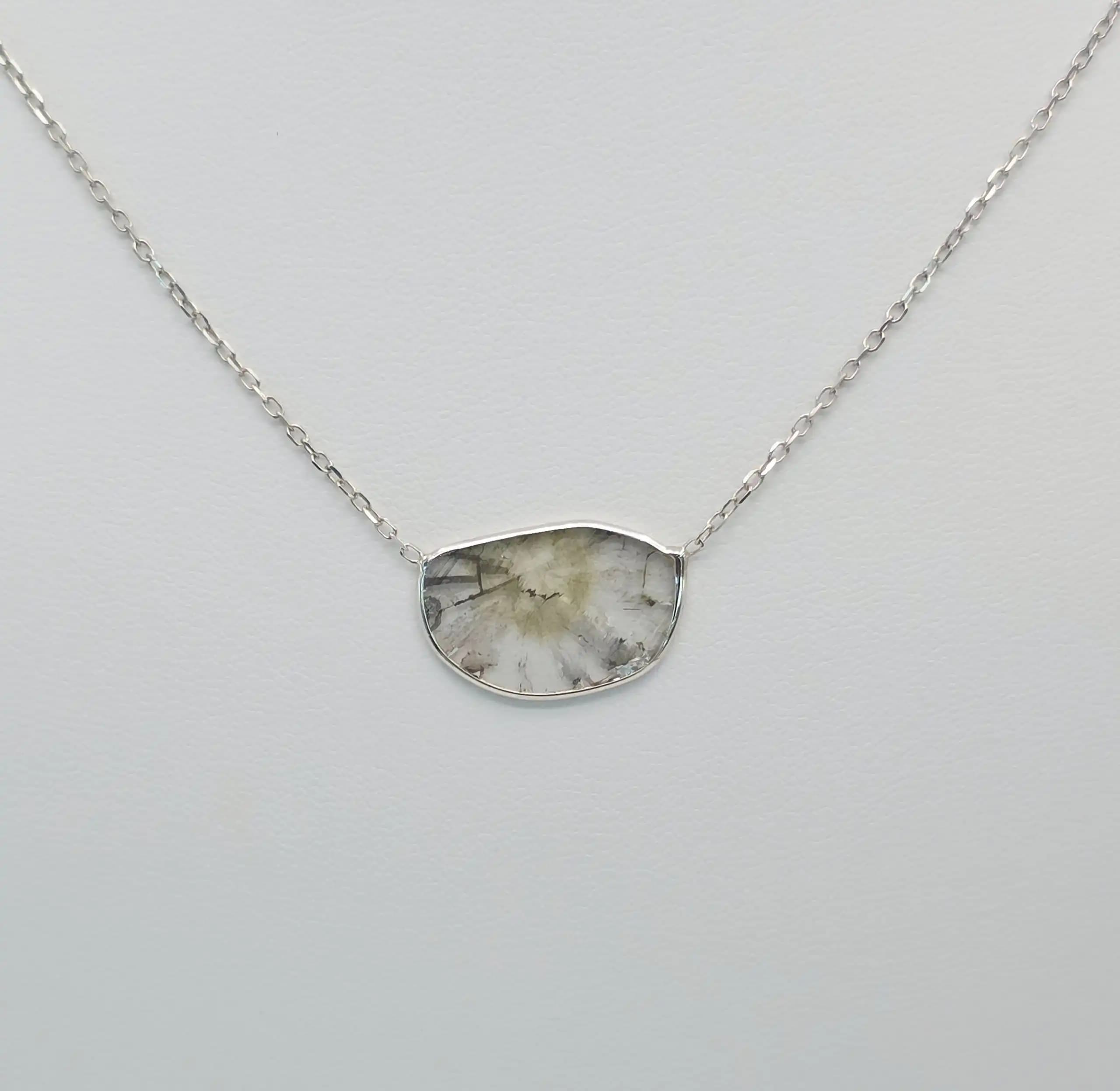 1.70 cts natural diamond slice pendant necklace in 14K white gold