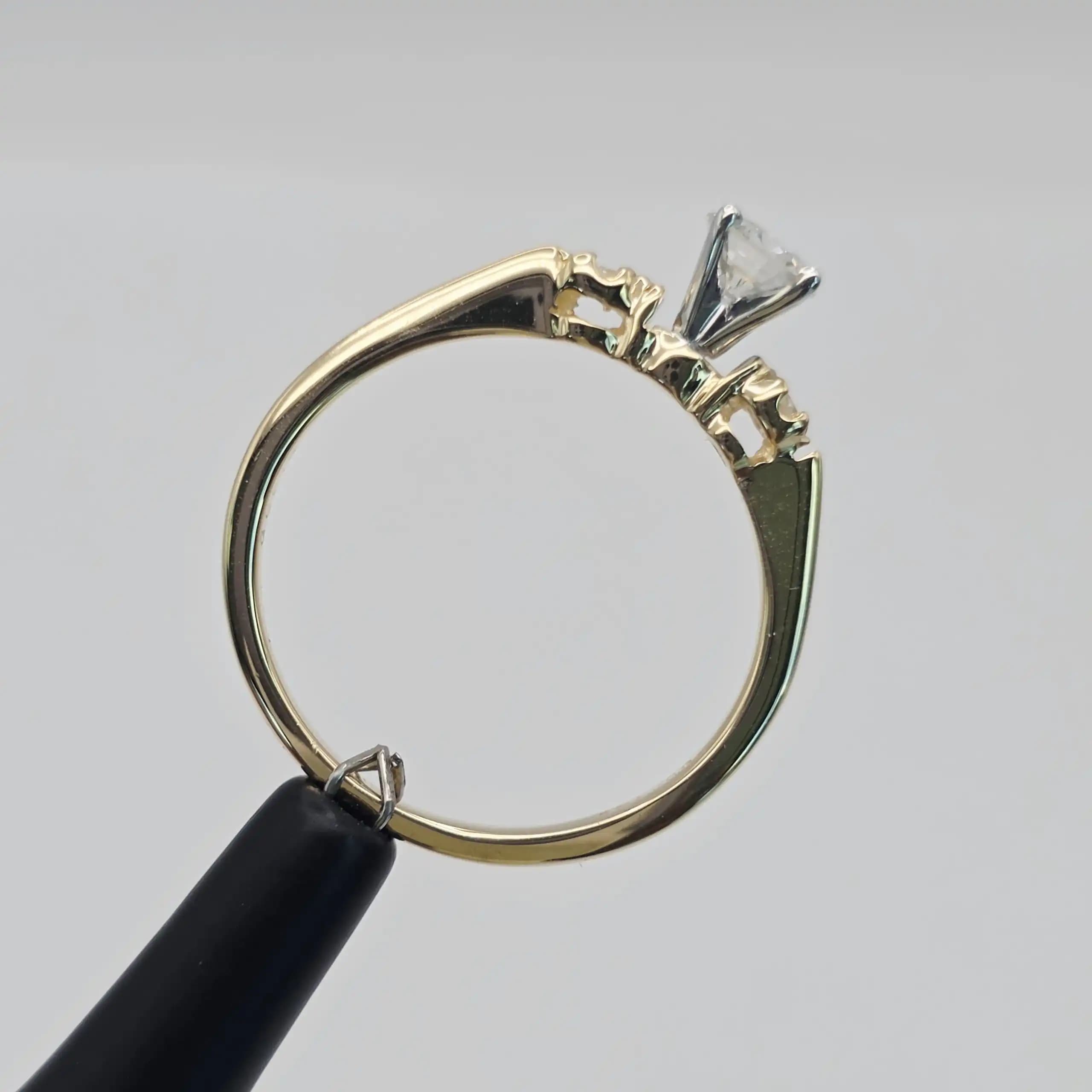 0.63 cts round natural diamond solitaire ring in 14K two tone gold