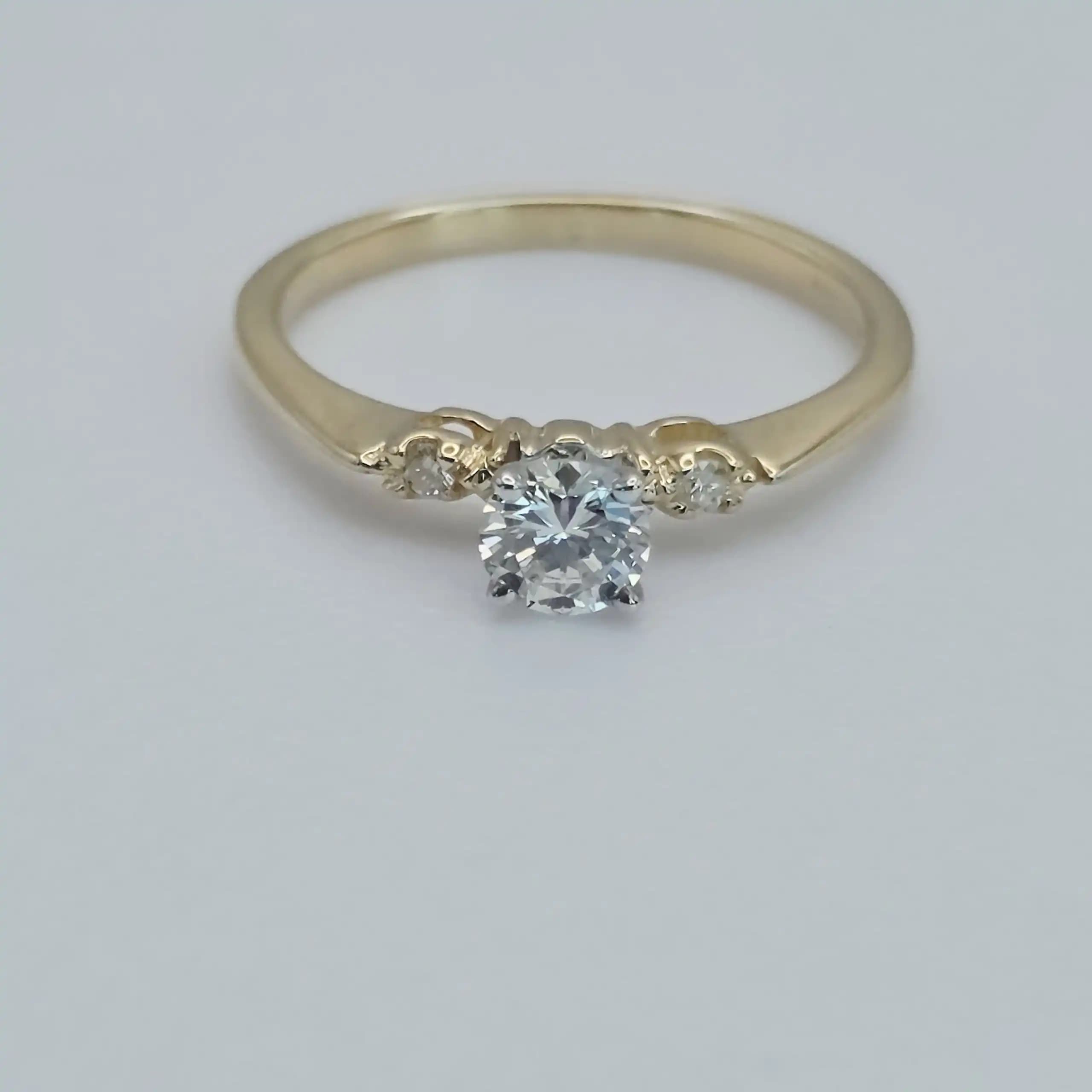 0.63 cts round natural diamond solitaire ring in 14K two tone gold