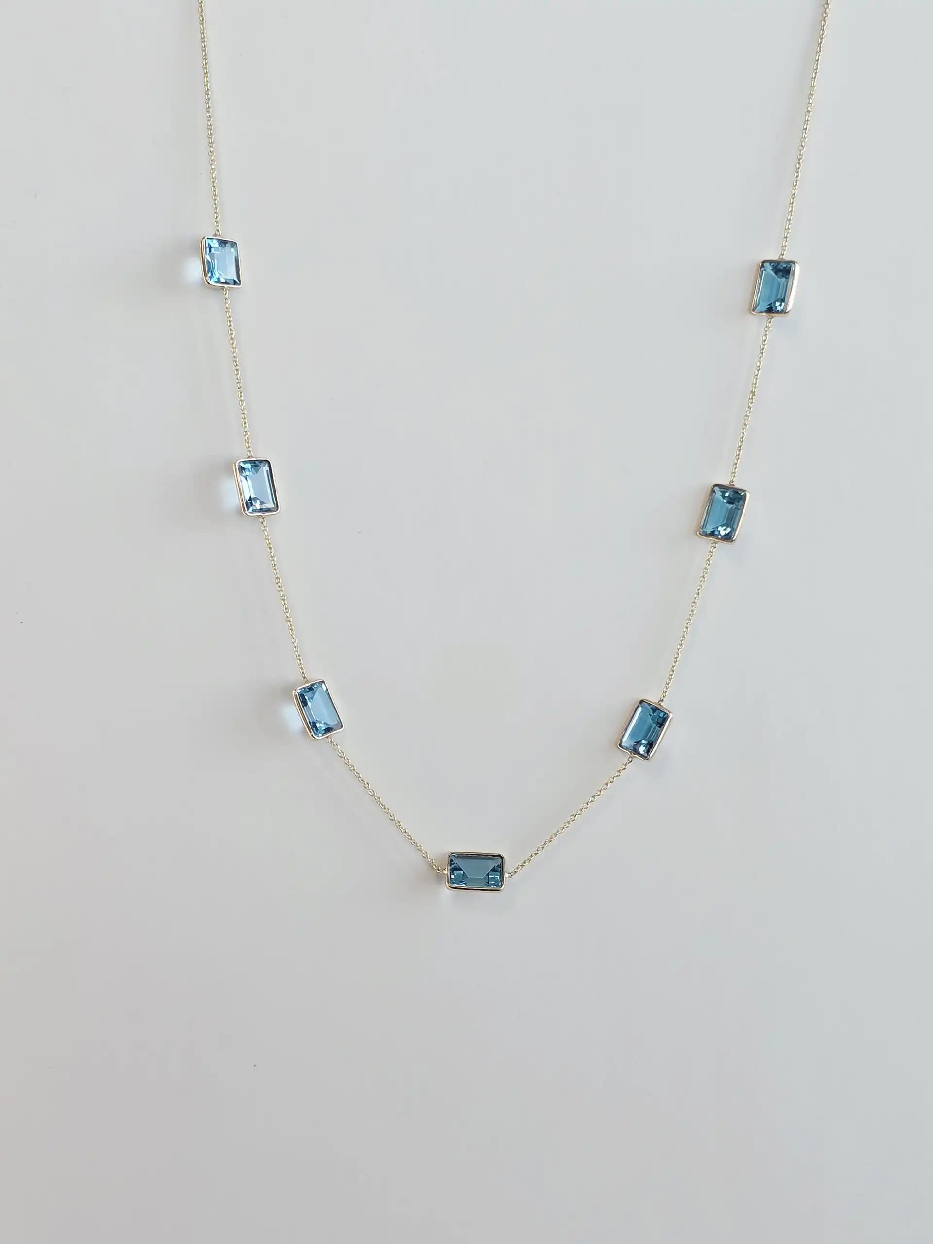 Sky Blue Topaz Station Necklace