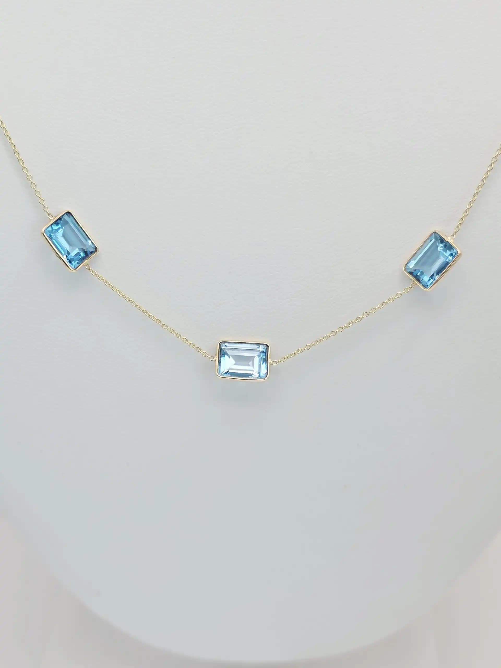 Sky Blue Topaz Station Necklace
