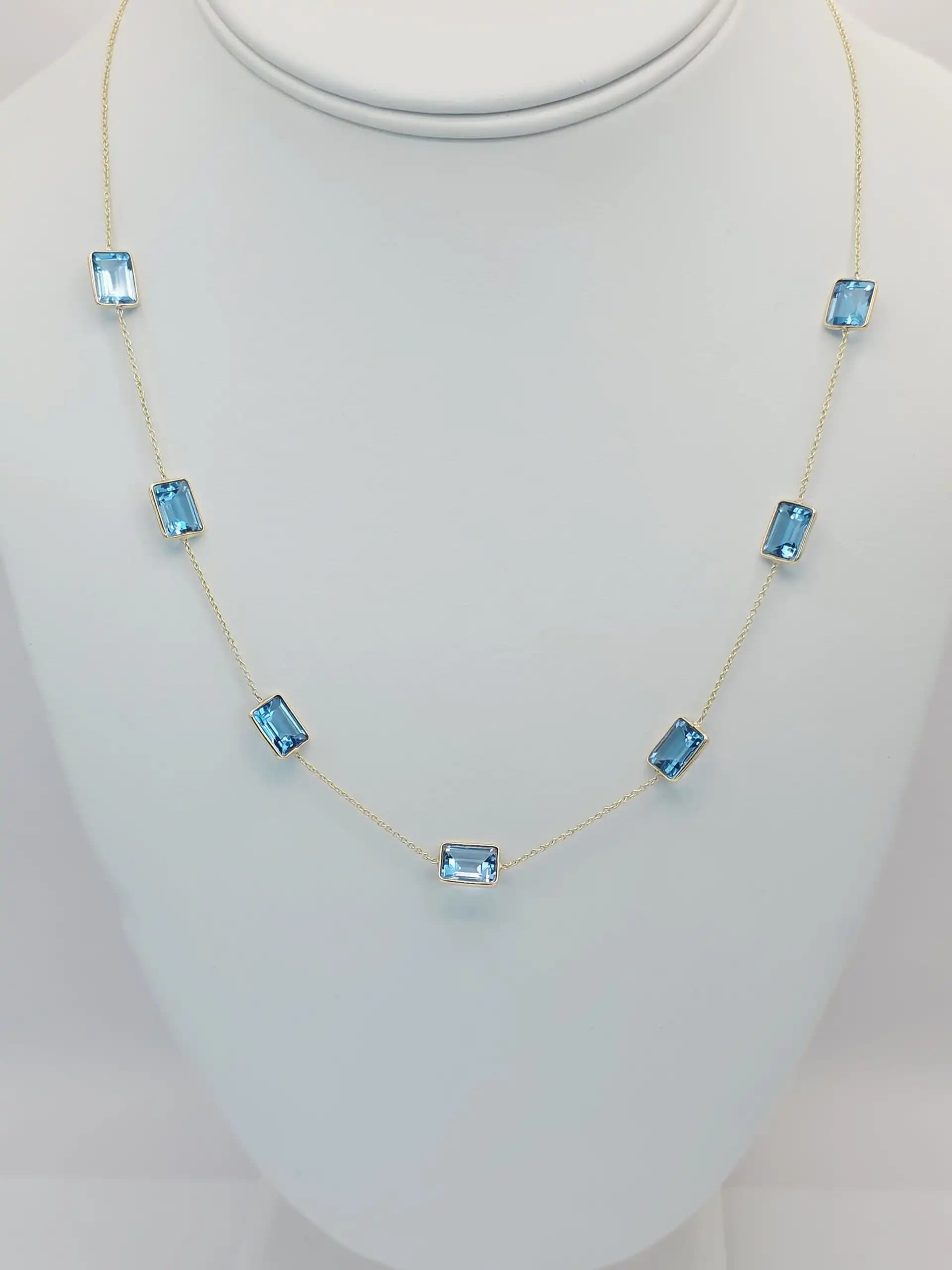 Sky Blue Topaz Station Necklace