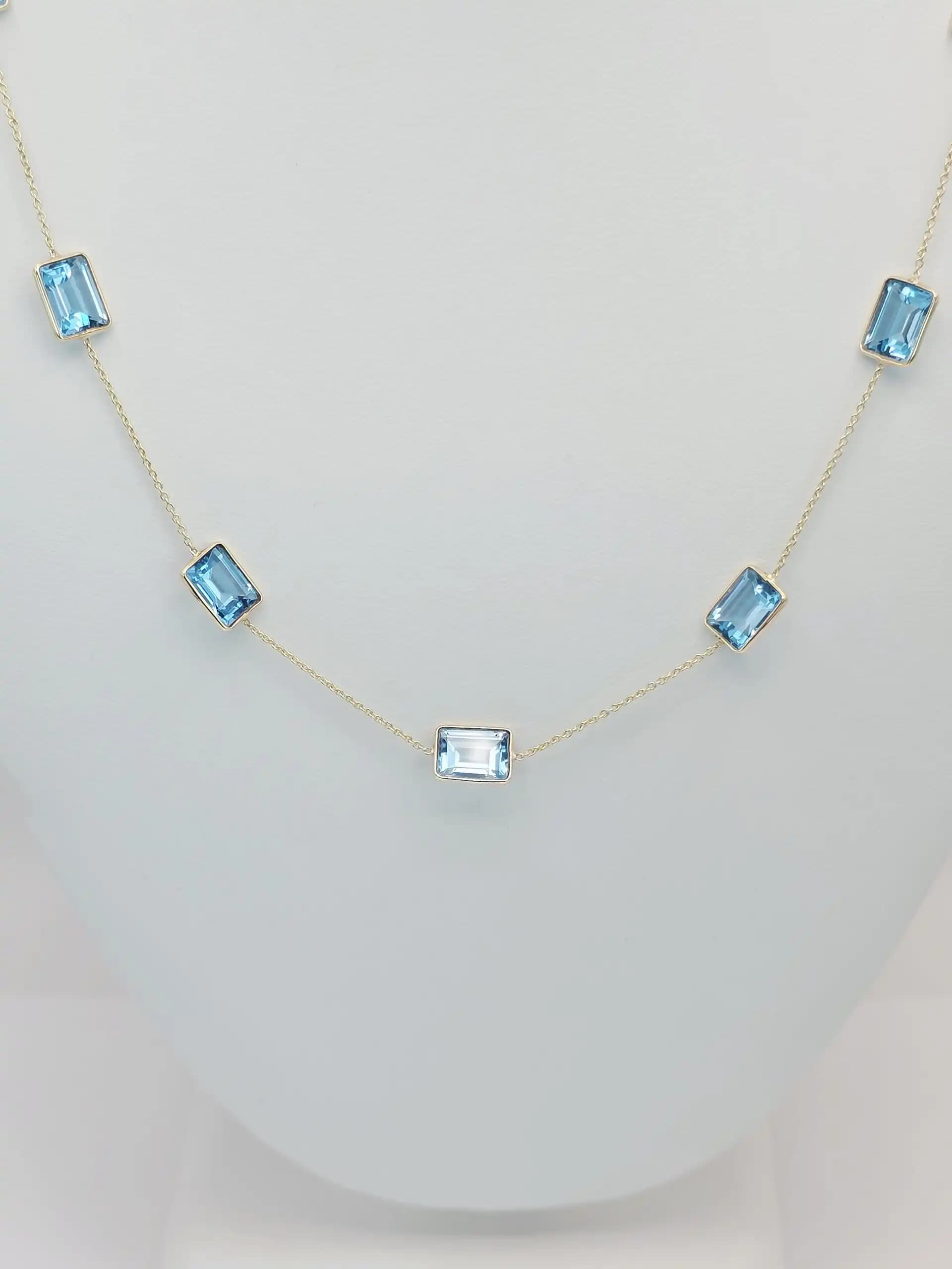 Sky Blue Topaz Station Necklace
