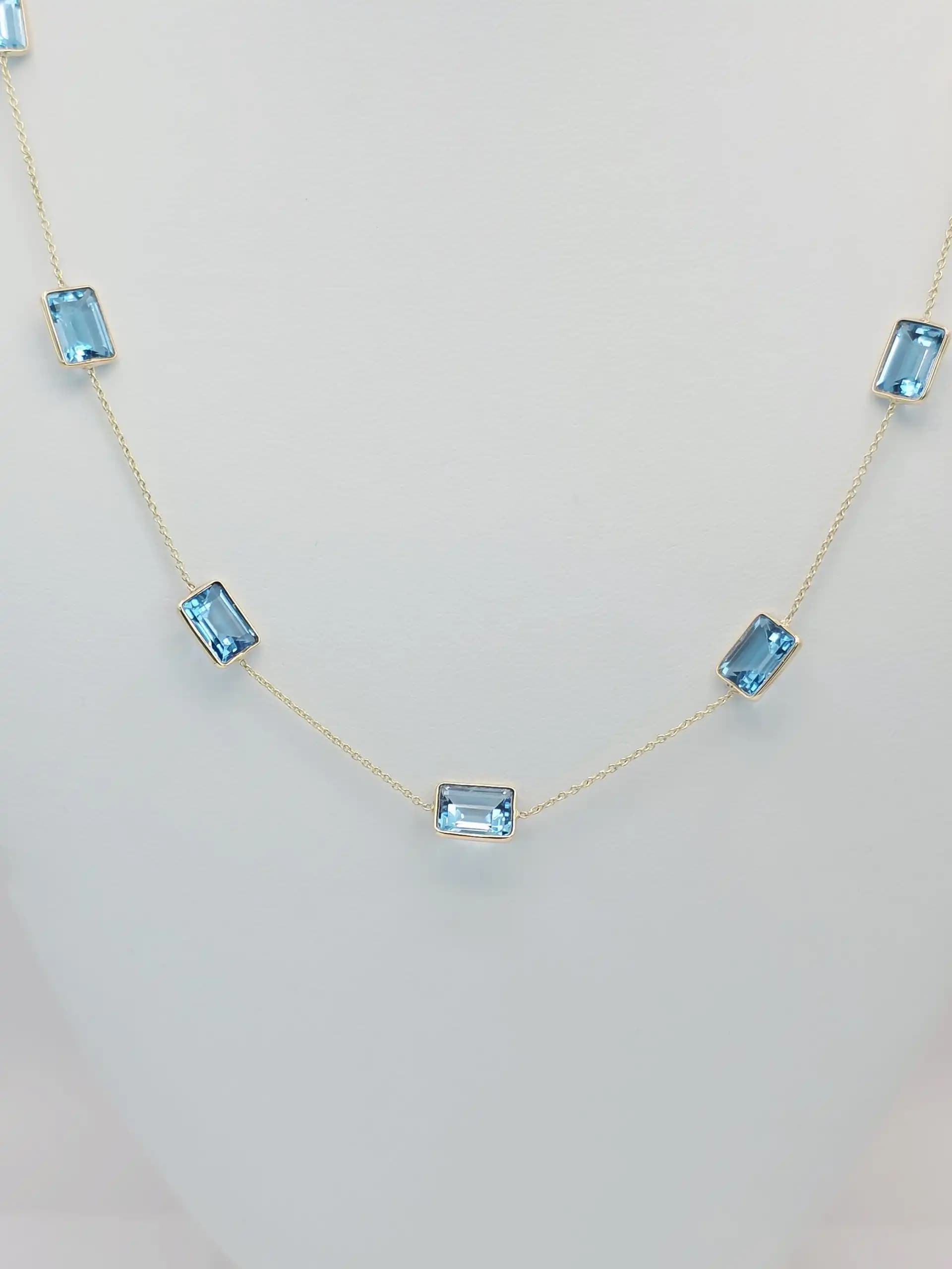 Sky Blue Topaz Station Necklace