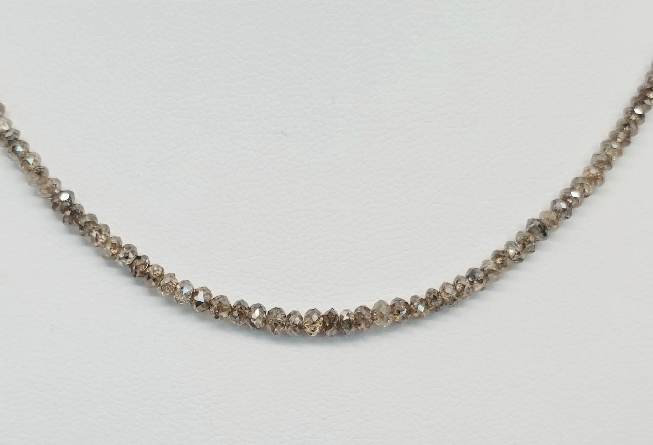 17.70 cts faceted natural champagne diamond bead necklace in 14K yellow gold