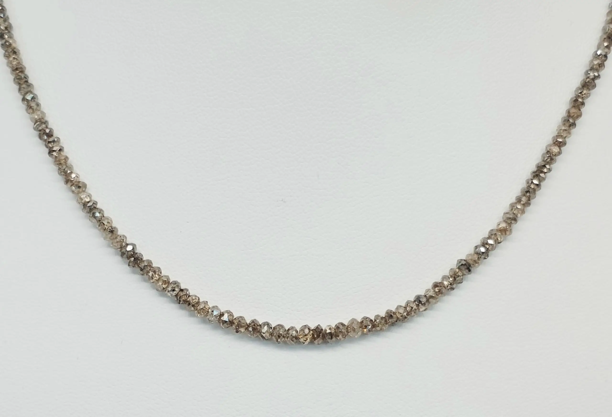 17.70 cts faceted natural champagne diamond bead necklace in 14K yellow gold