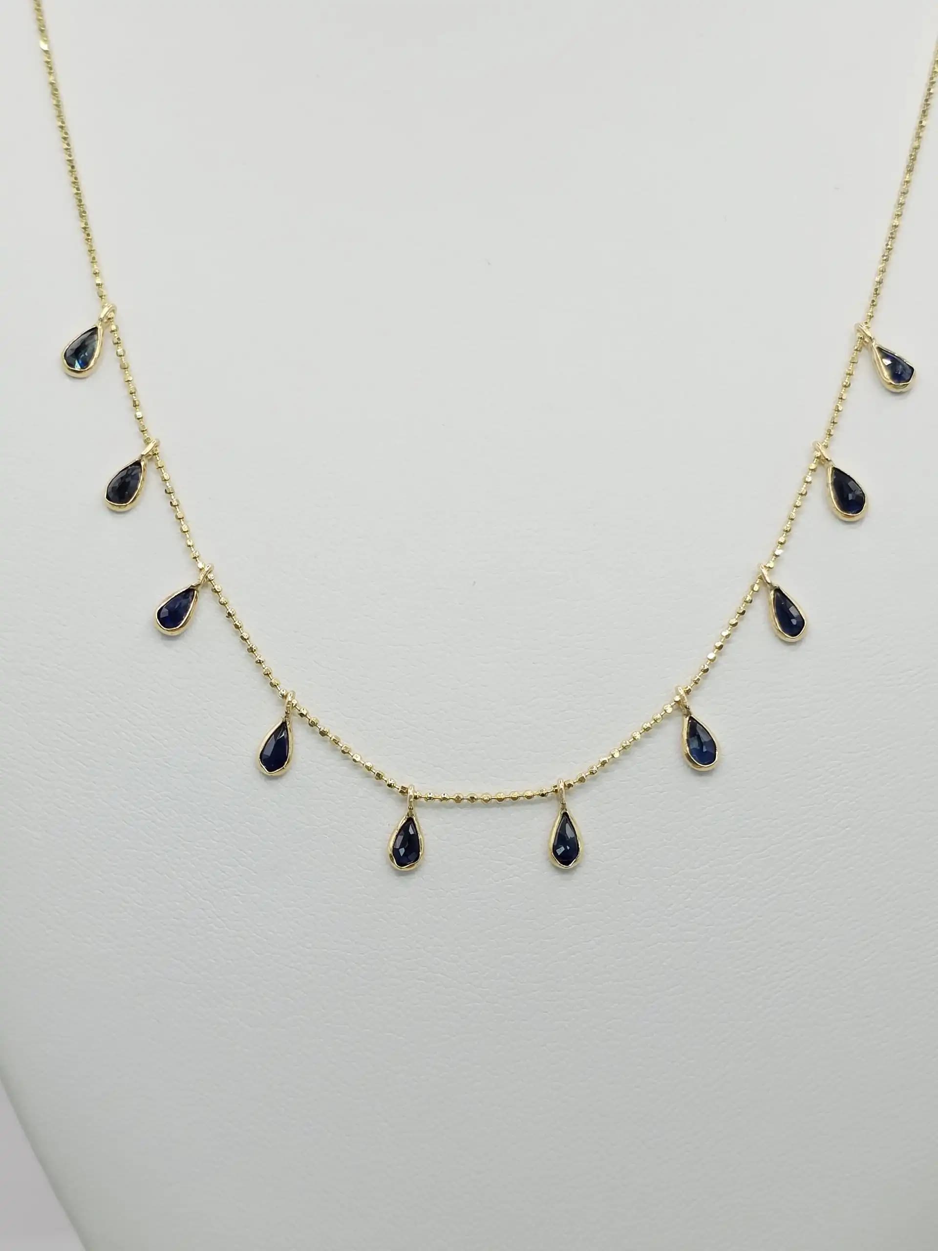 Blue Sapphire Dangle Necklace