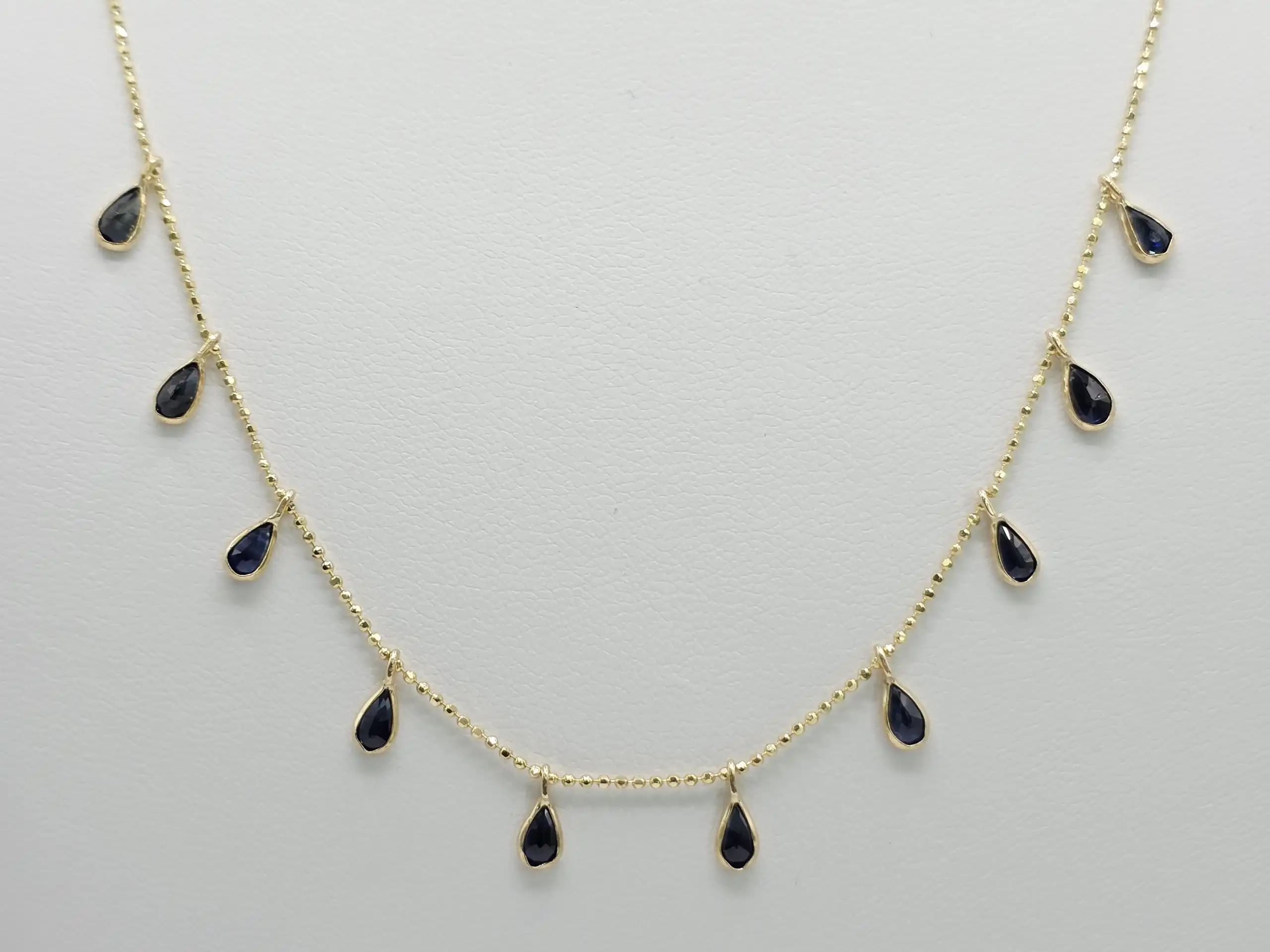 Blue Sapphire Dangle Necklace