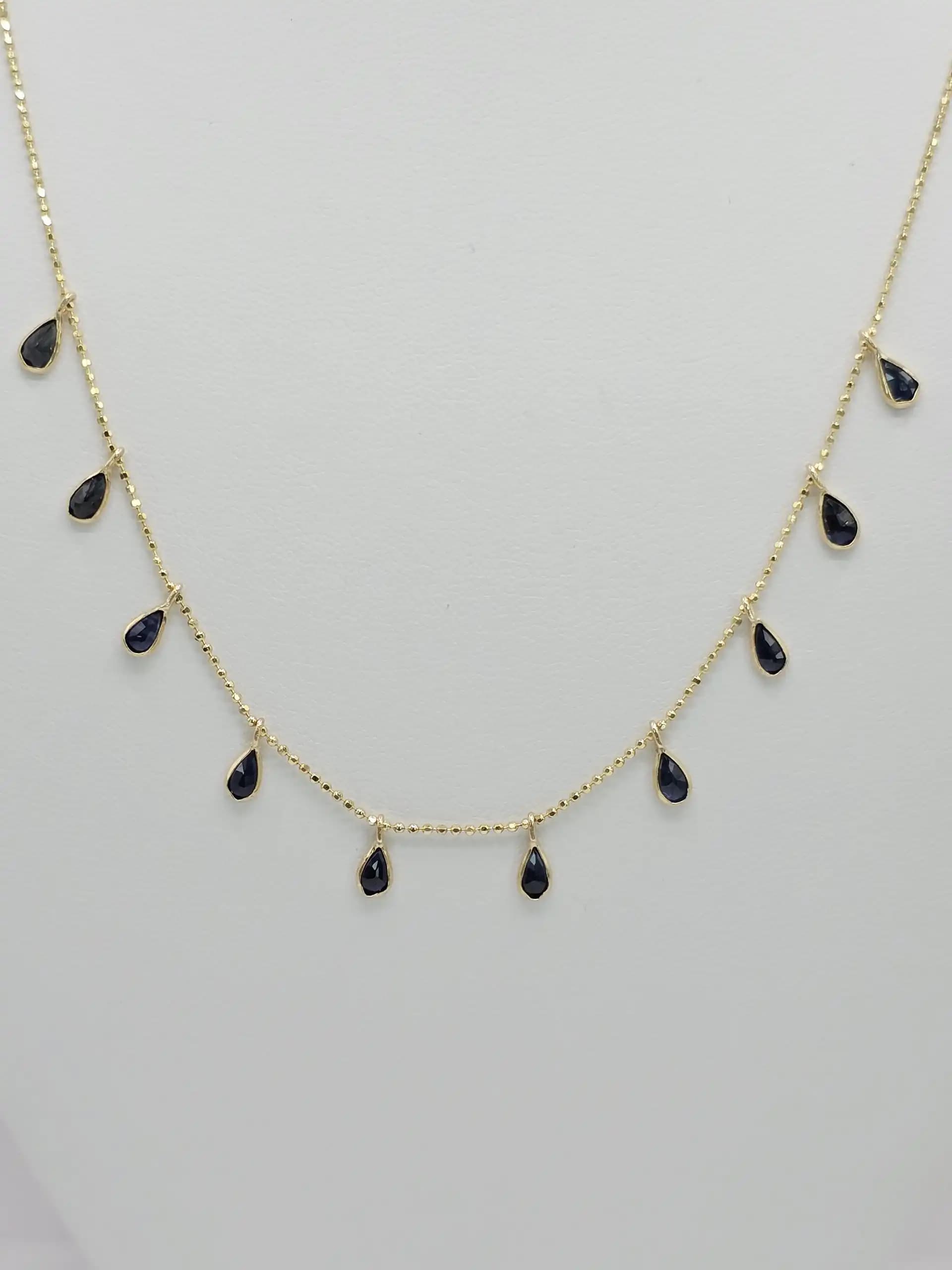 Blue Sapphire Dangle Necklace