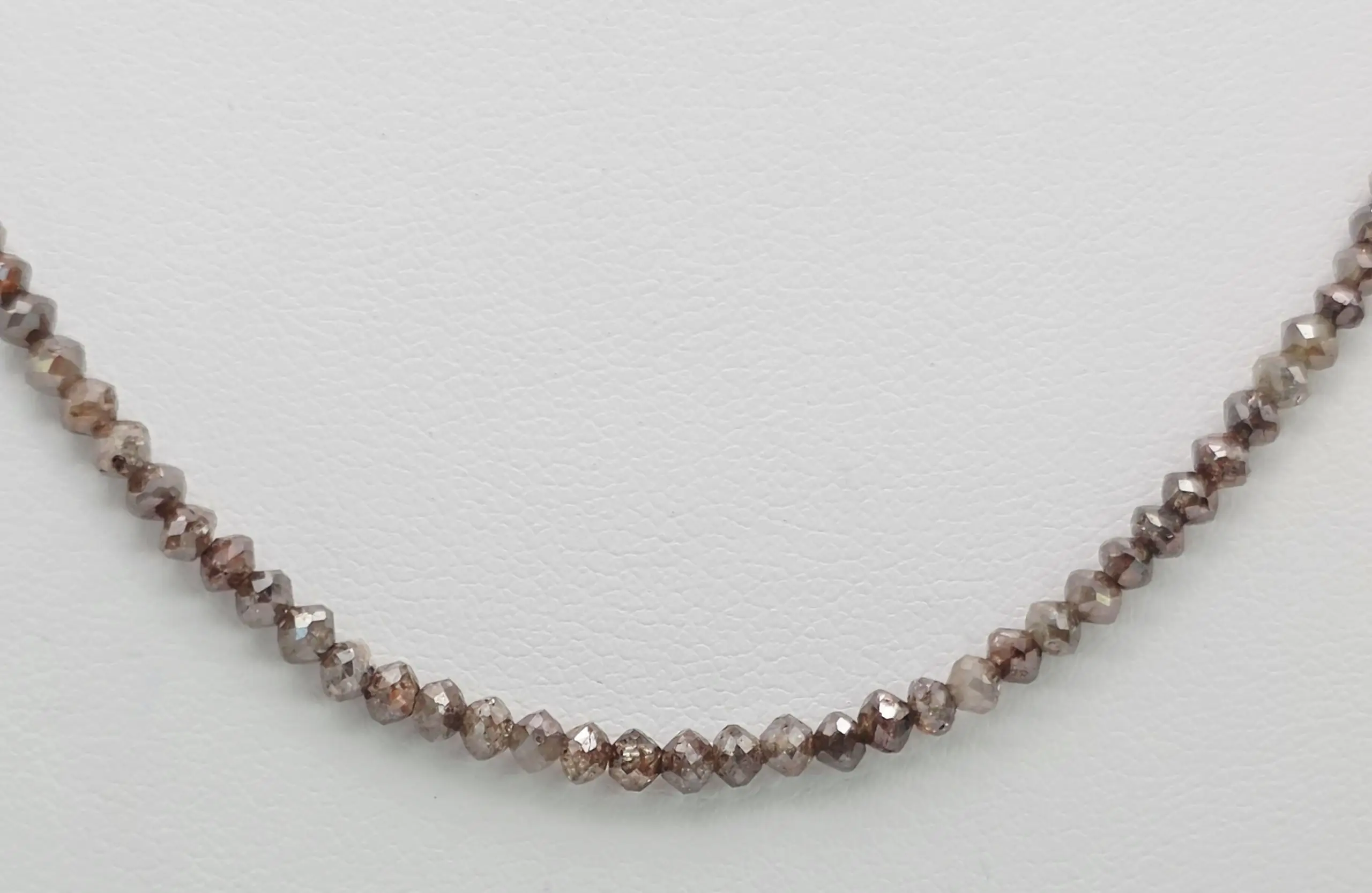 16.15 cts faceted natural champagne diamond bead necklace in 14K yellow gold