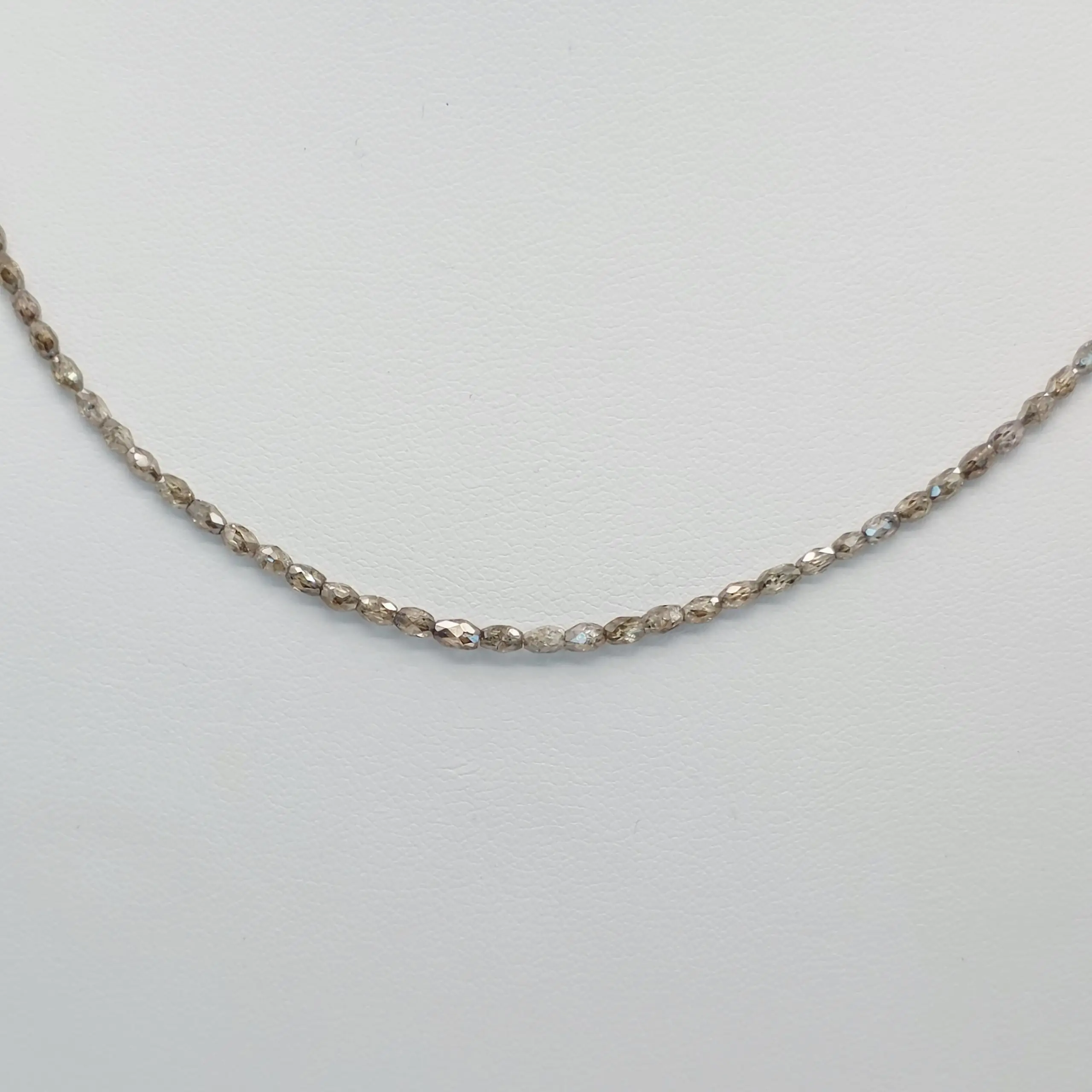 13.75 cts faceted natural champagne diamond marquise bead necklace