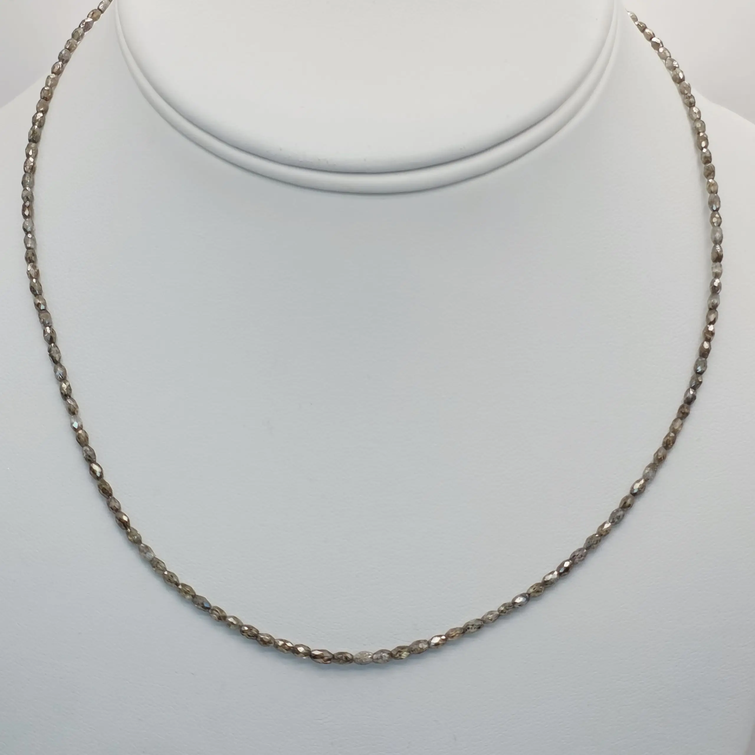 13.75 cts faceted natural champagne diamond marquise bead necklace