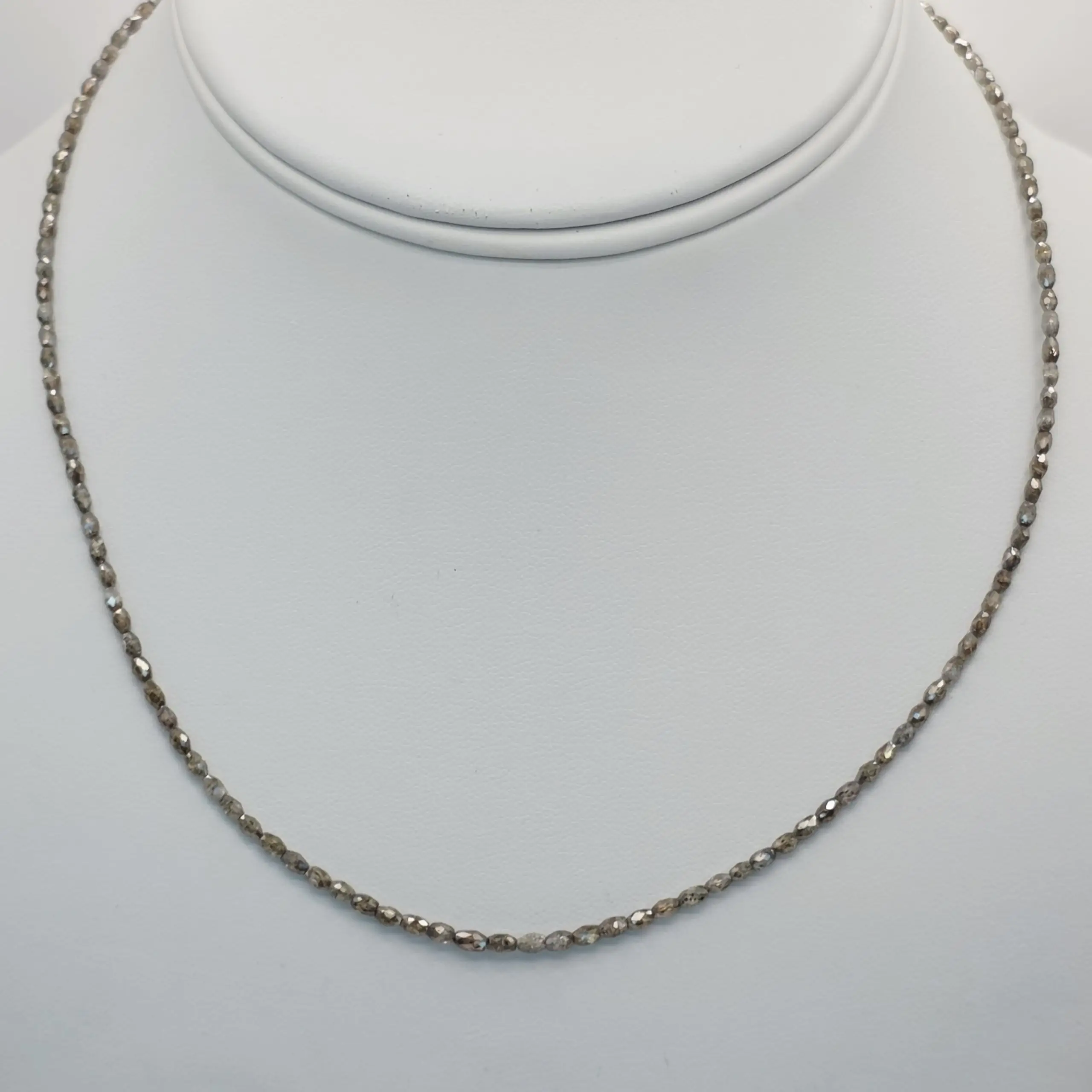 13.75 cts faceted natural champagne diamond marquise bead necklace