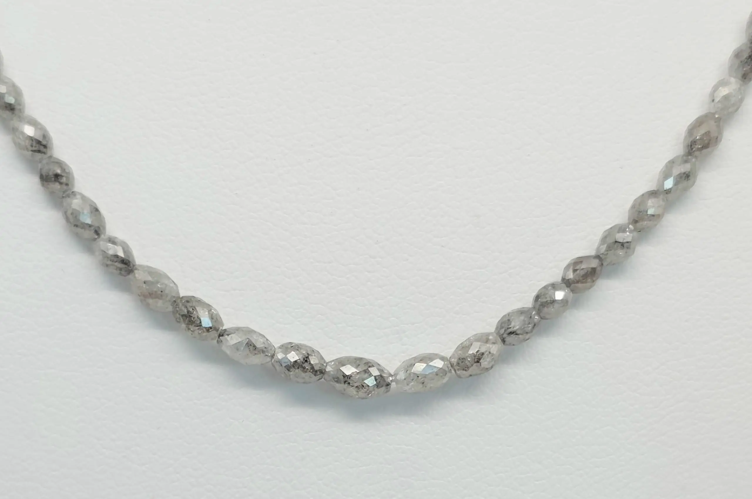 22.00 to 29.00 cts faceted natural grey diamond marquise bead necklace in 14K white gold