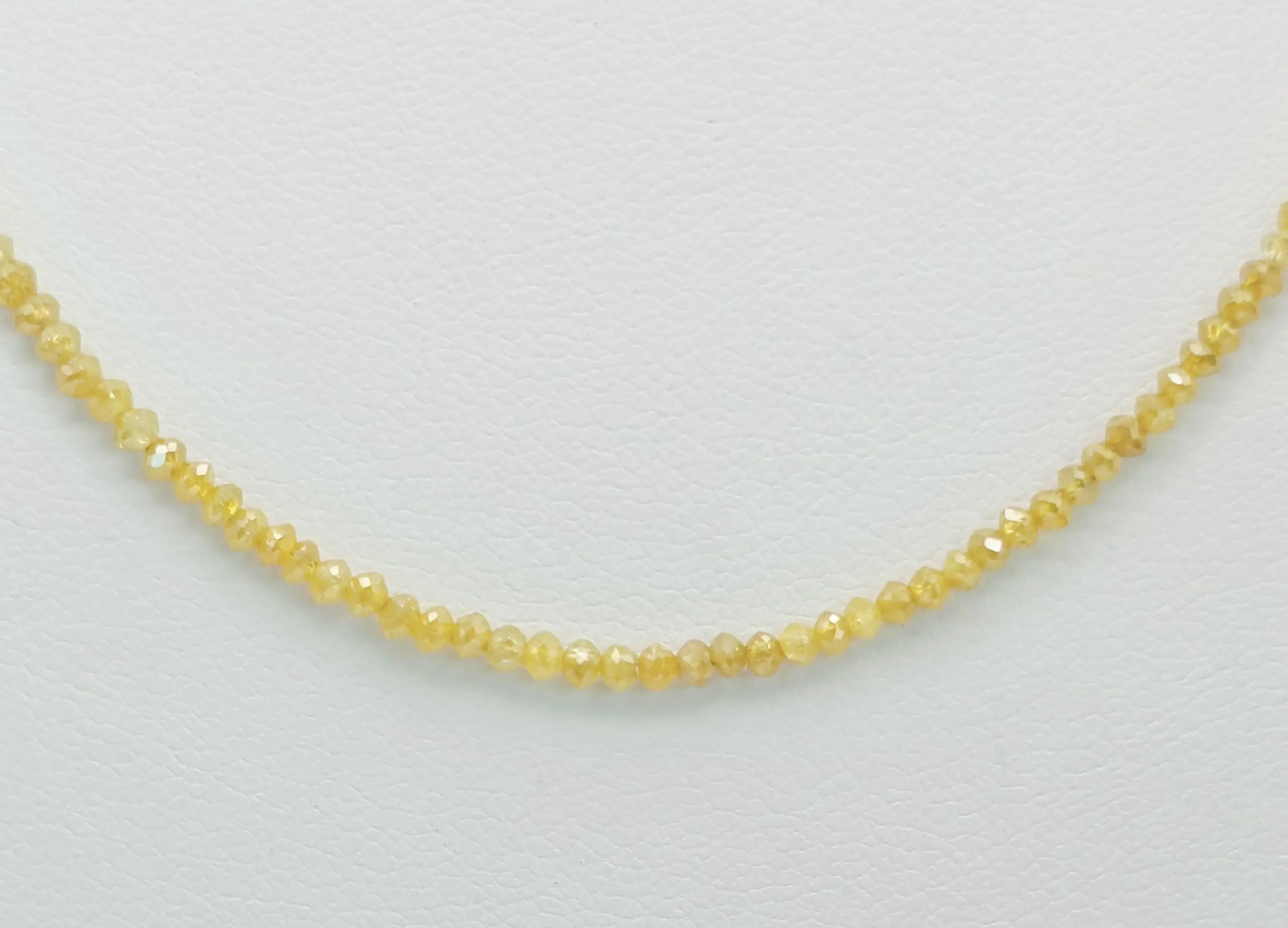 11.10 cts faceted natural yellow diamond bead necklace in 14K yellow gold