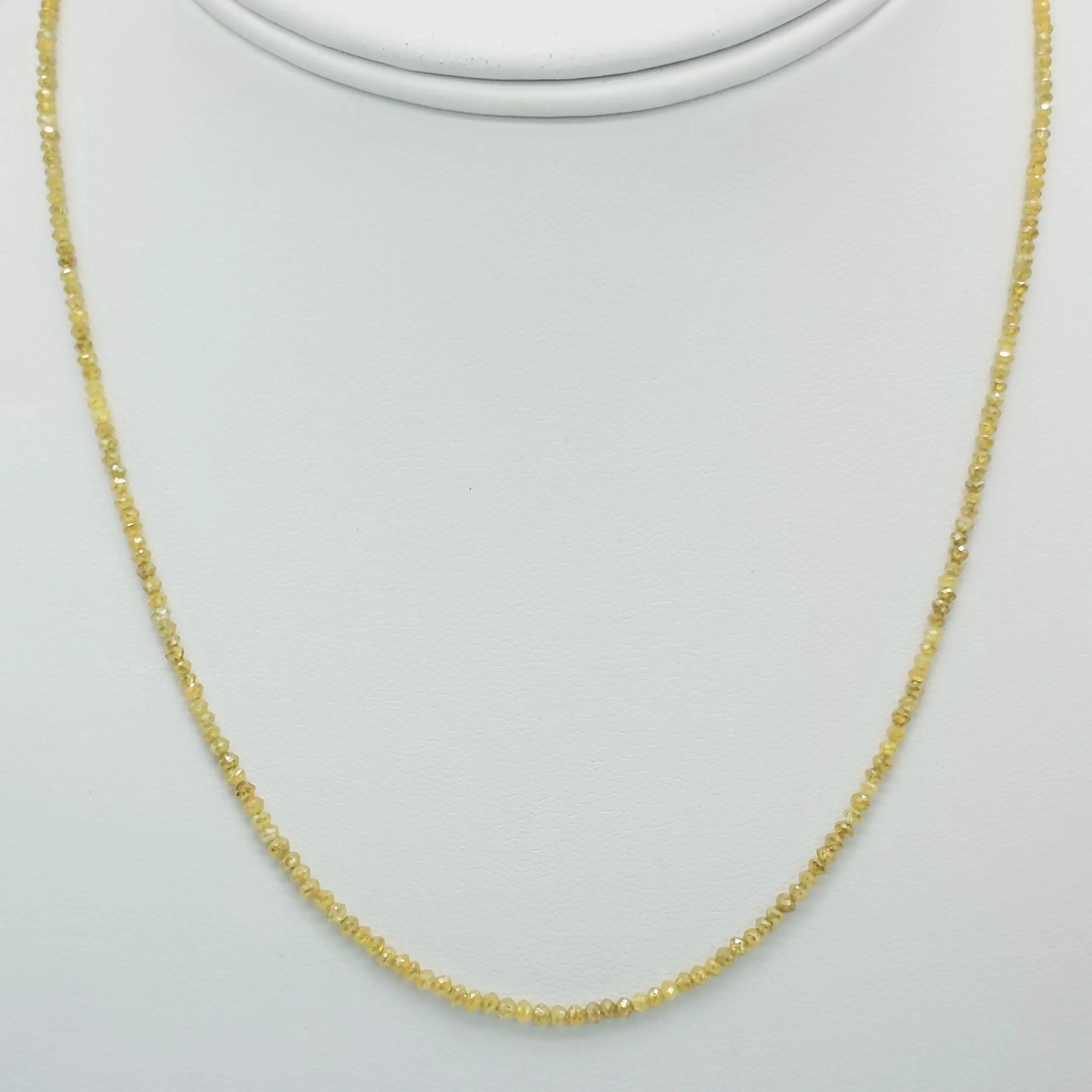 11.10 cts faceted natural yellow diamond bead necklace in 14K yellow gold