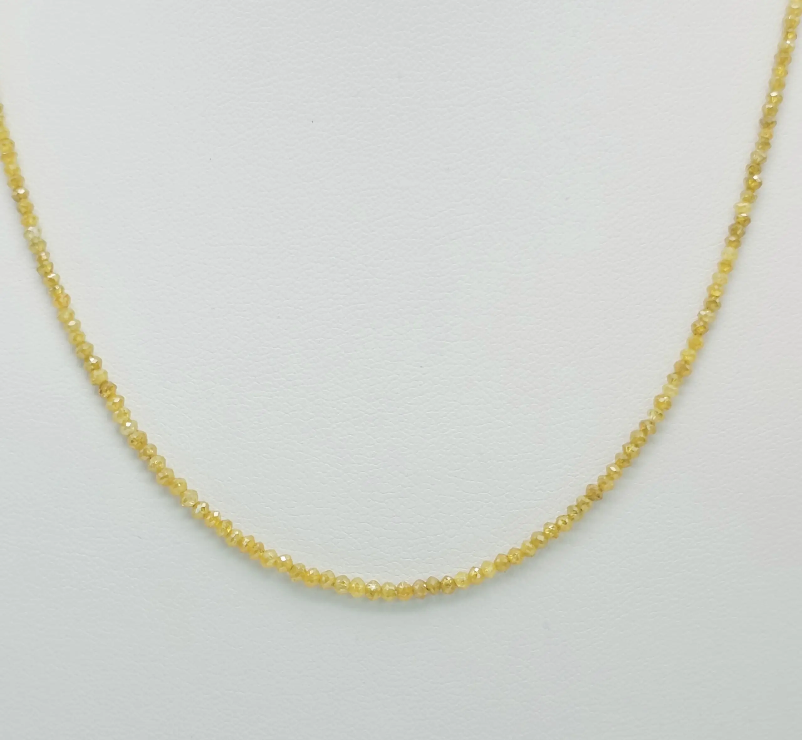 11.10 cts faceted natural yellow diamond bead necklace in 14K yellow gold