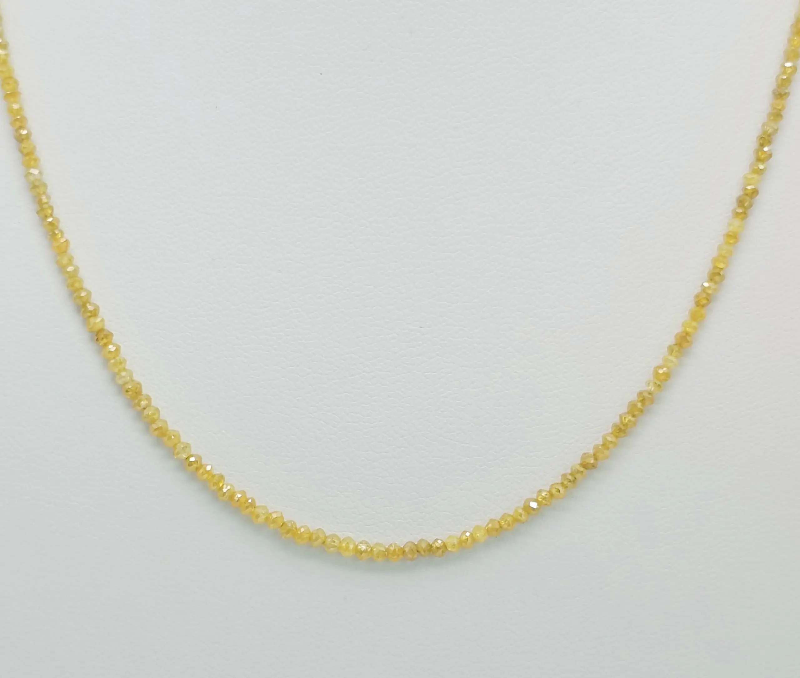 11.10 cts faceted natural yellow diamond bead necklace in 14K yellow gold