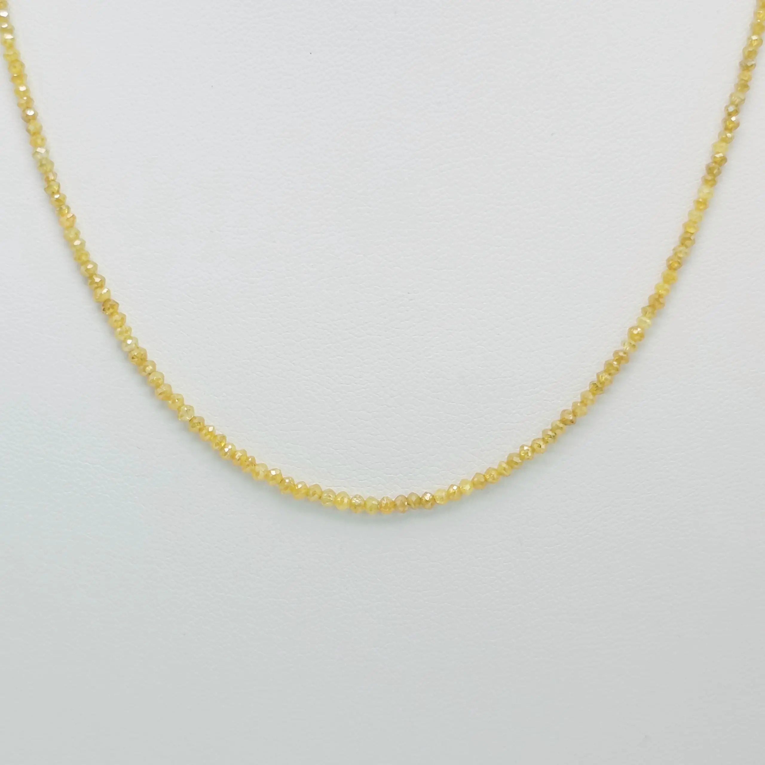 12.80 cts faceted natural yellow diamond bead necklace in 14K yellow gold