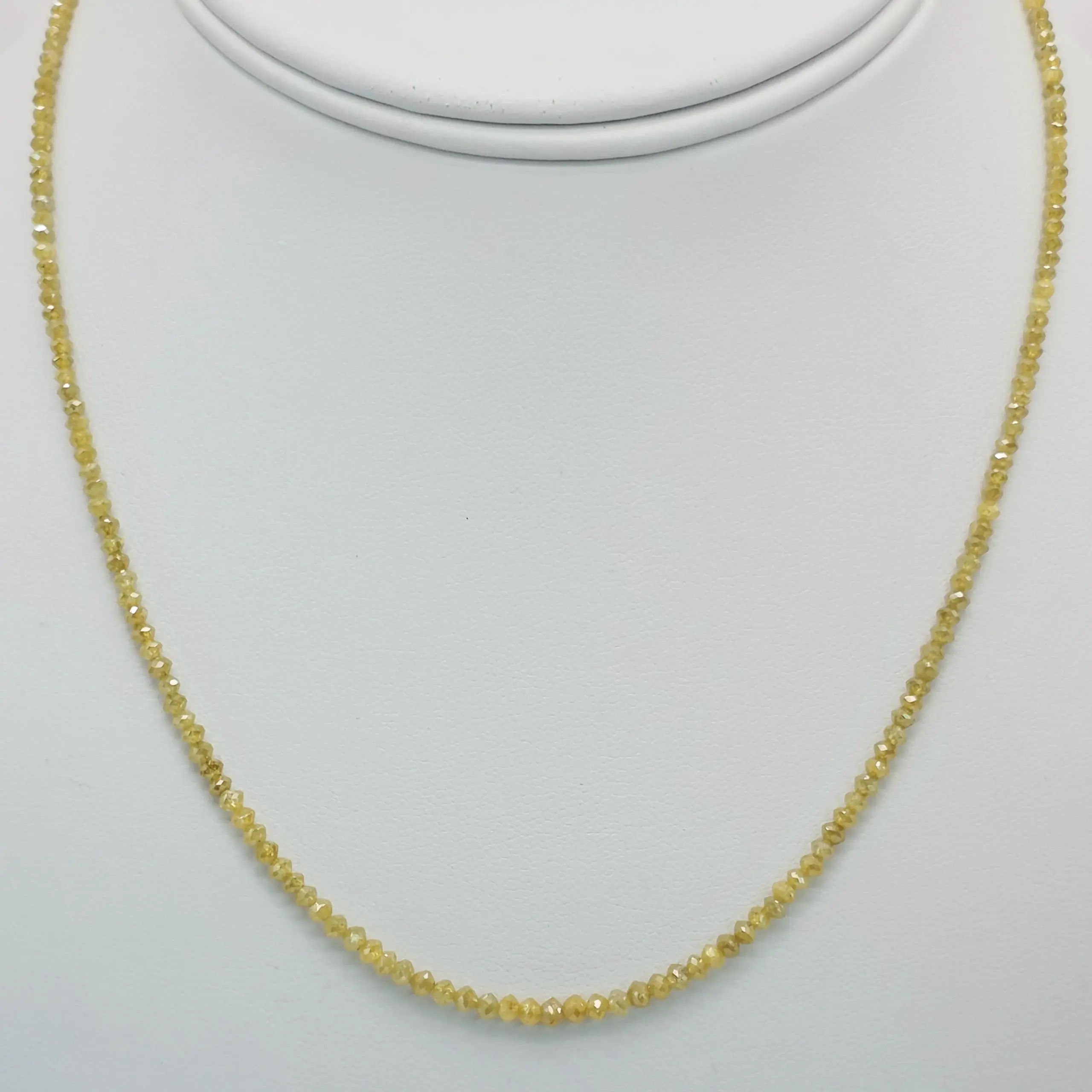 18.55 cts faceted natural yellow diamond bead necklace in 14K yellow gold