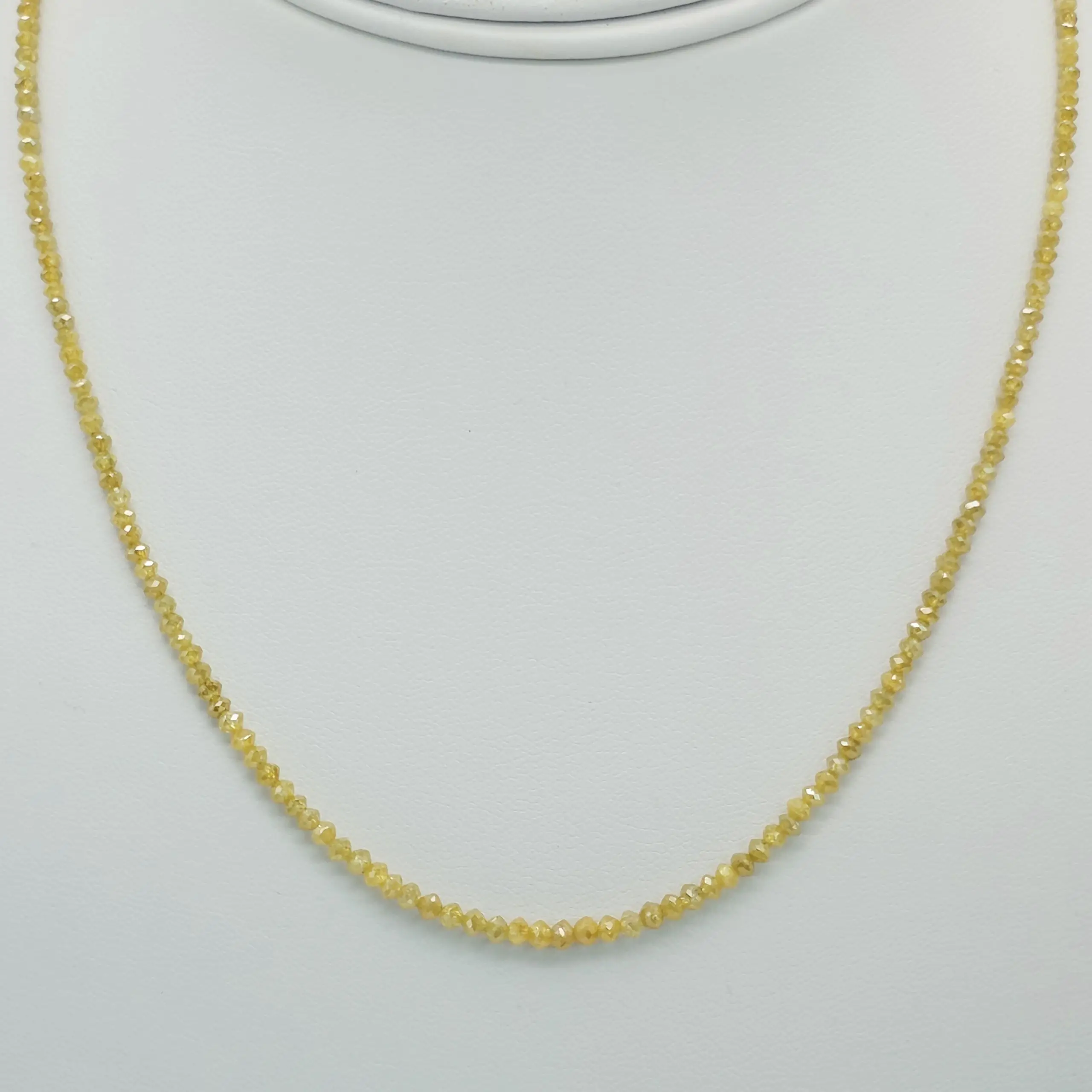 18.55 cts faceted natural yellow diamond bead necklace in 14K yellow gold