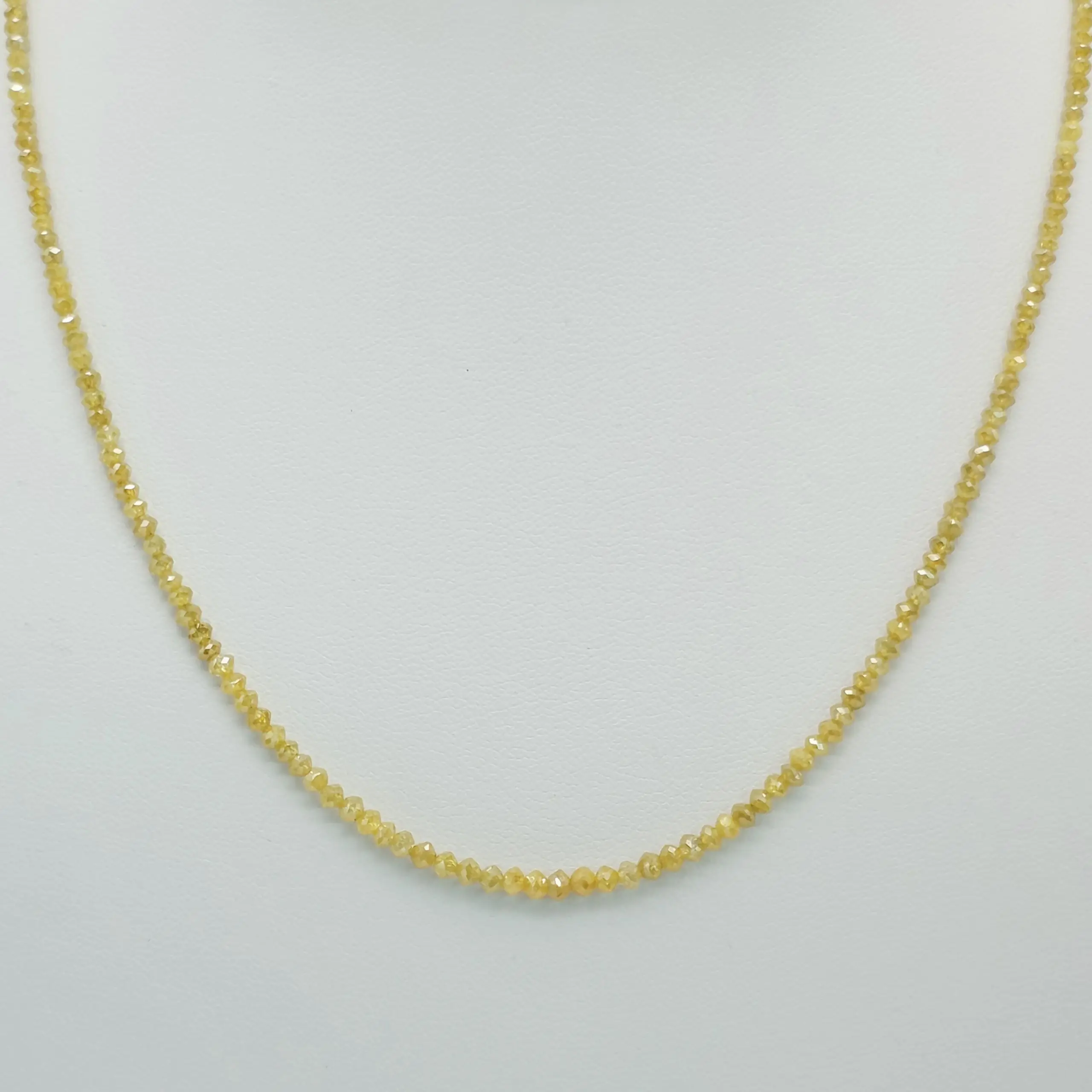 18.55 cts faceted natural yellow diamond bead necklace in 14K yellow gold