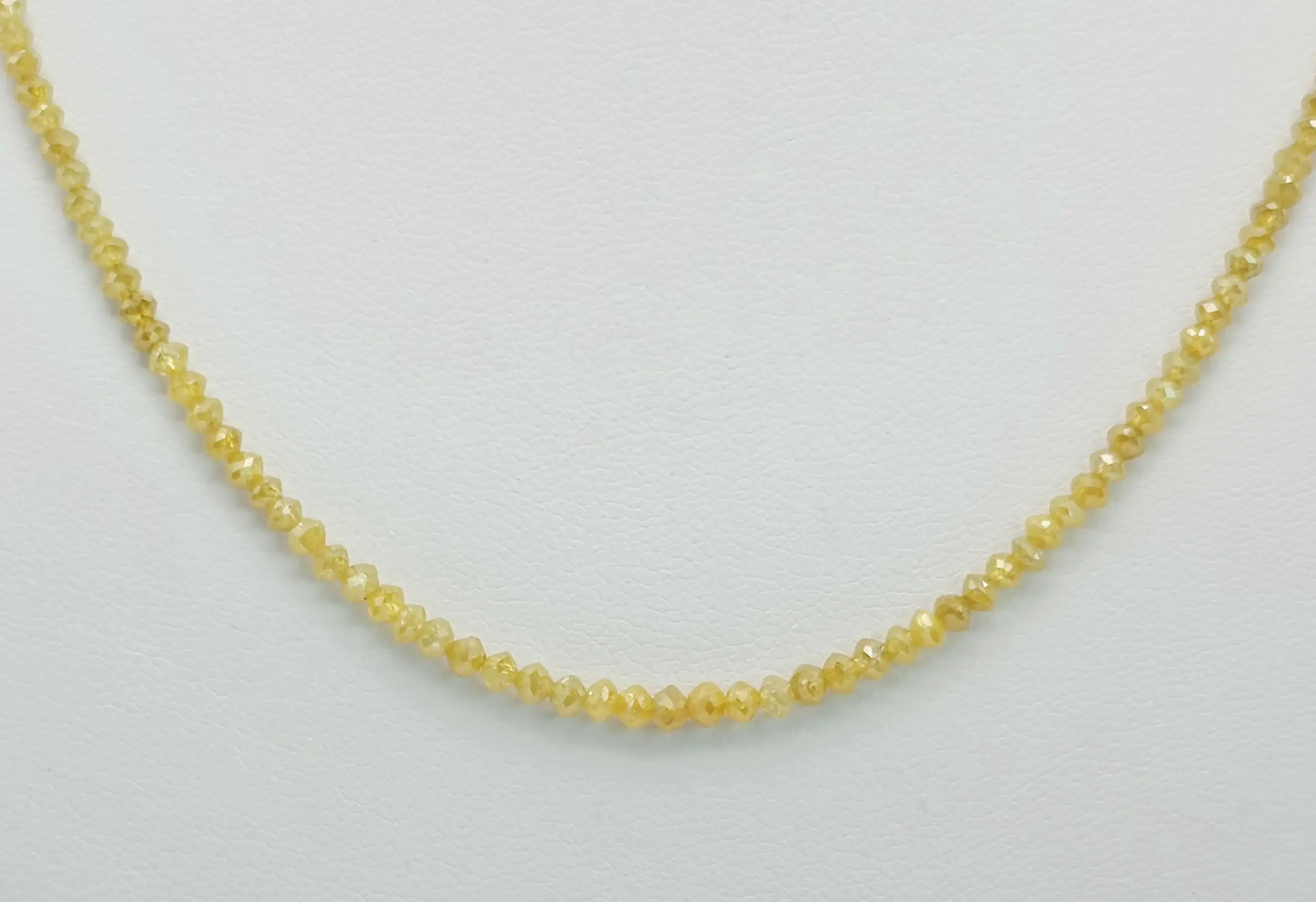 18.55 cts faceted natural yellow diamond bead necklace in 14K yellow gold