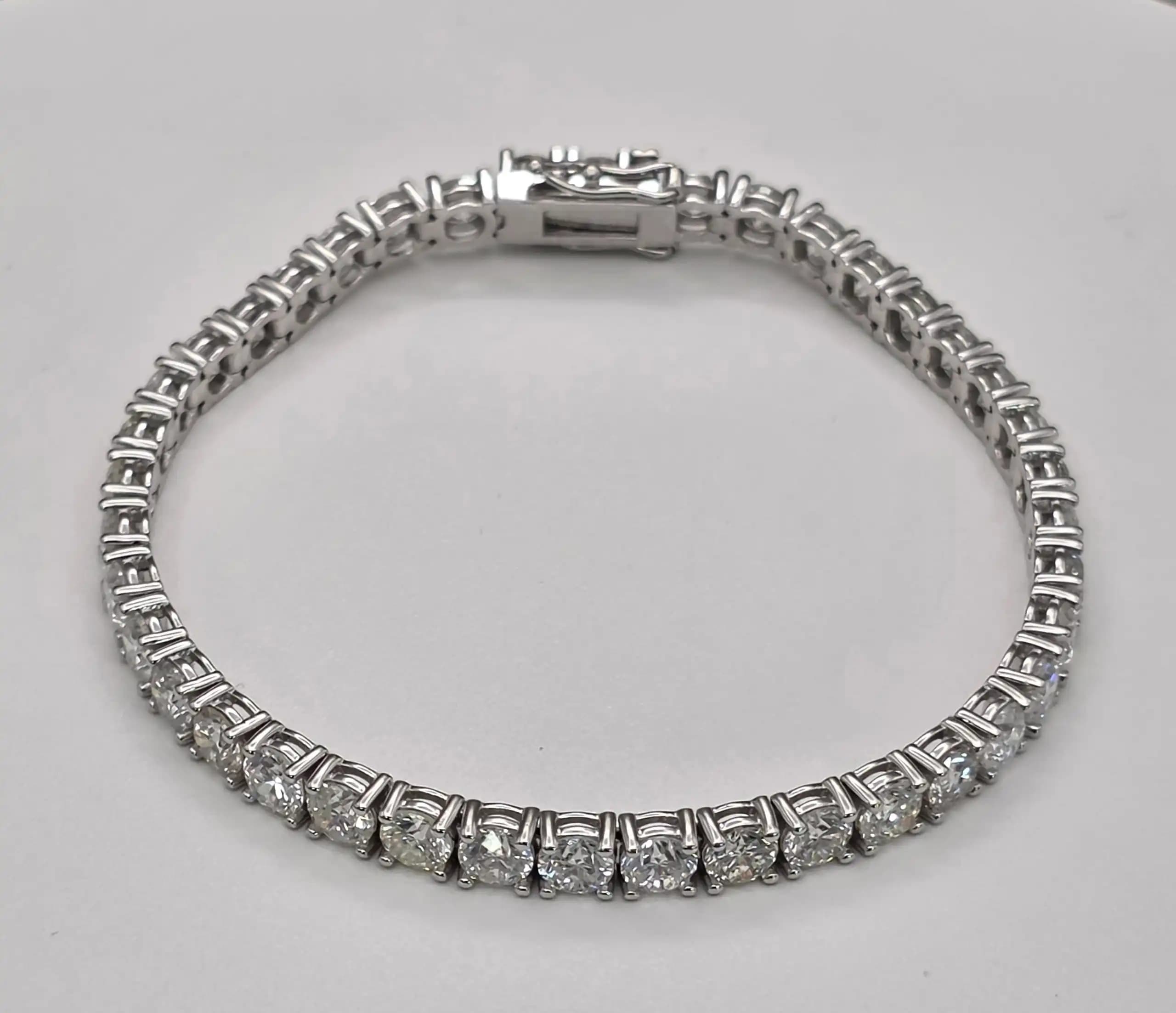 12.22 cts round natural diamond tennis bracelet in 14K white gold