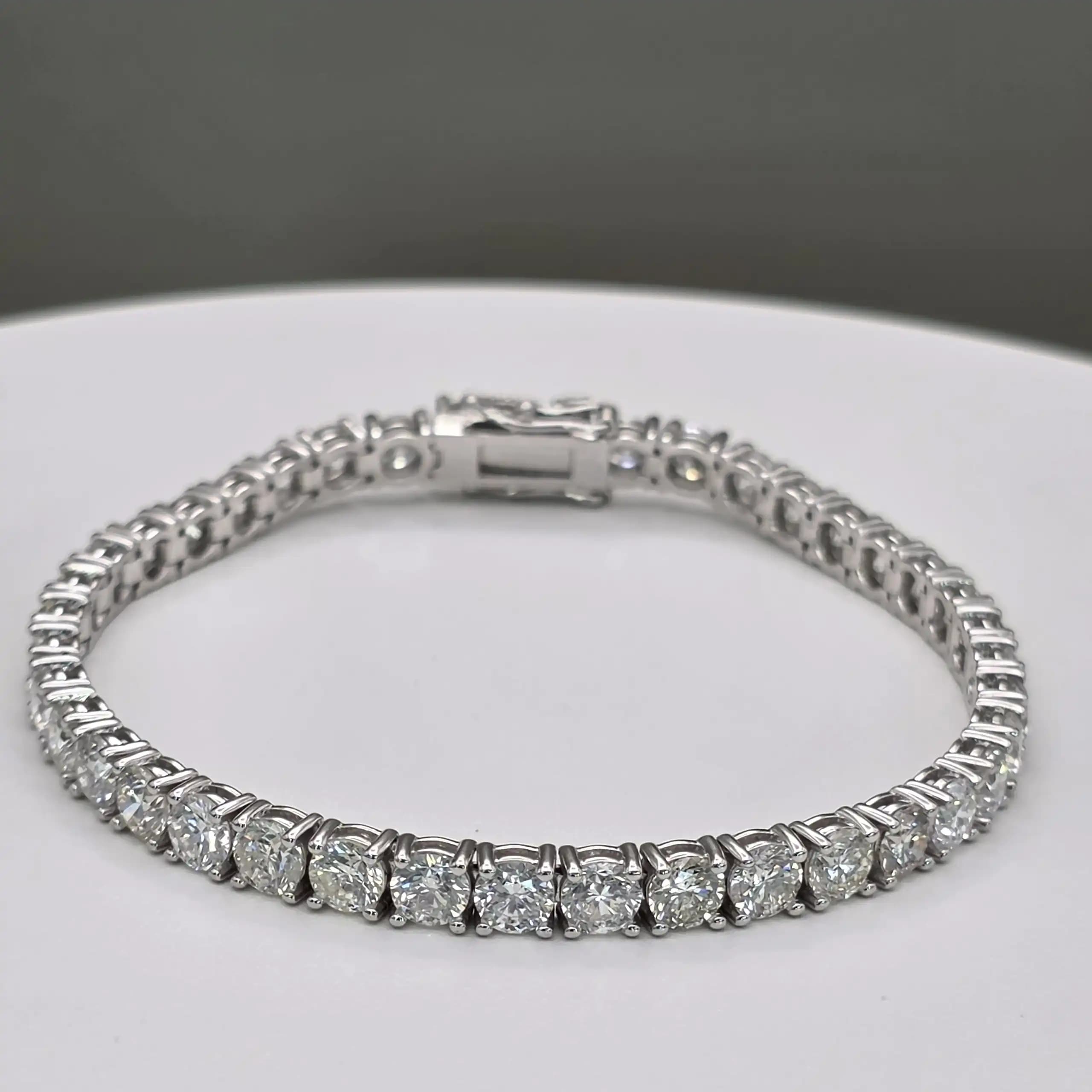 12.22 cts round natural diamond tennis bracelet in 14K white gold
