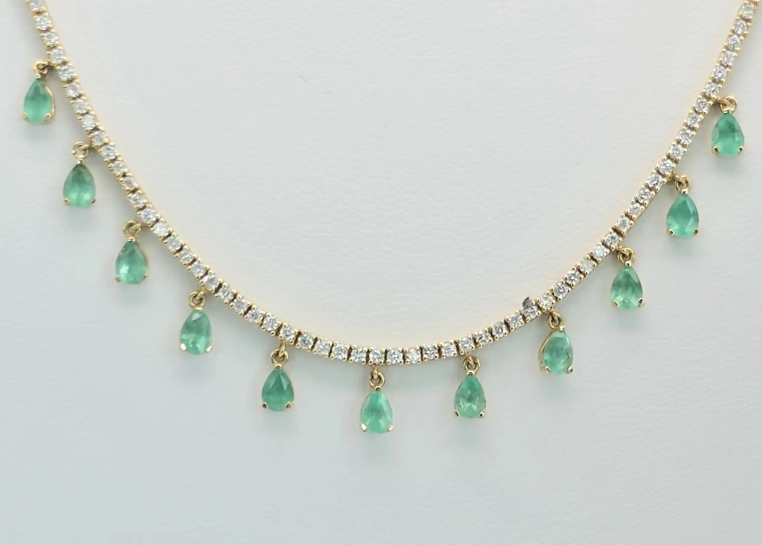 Emerlad Dangle Tennis Necklace
