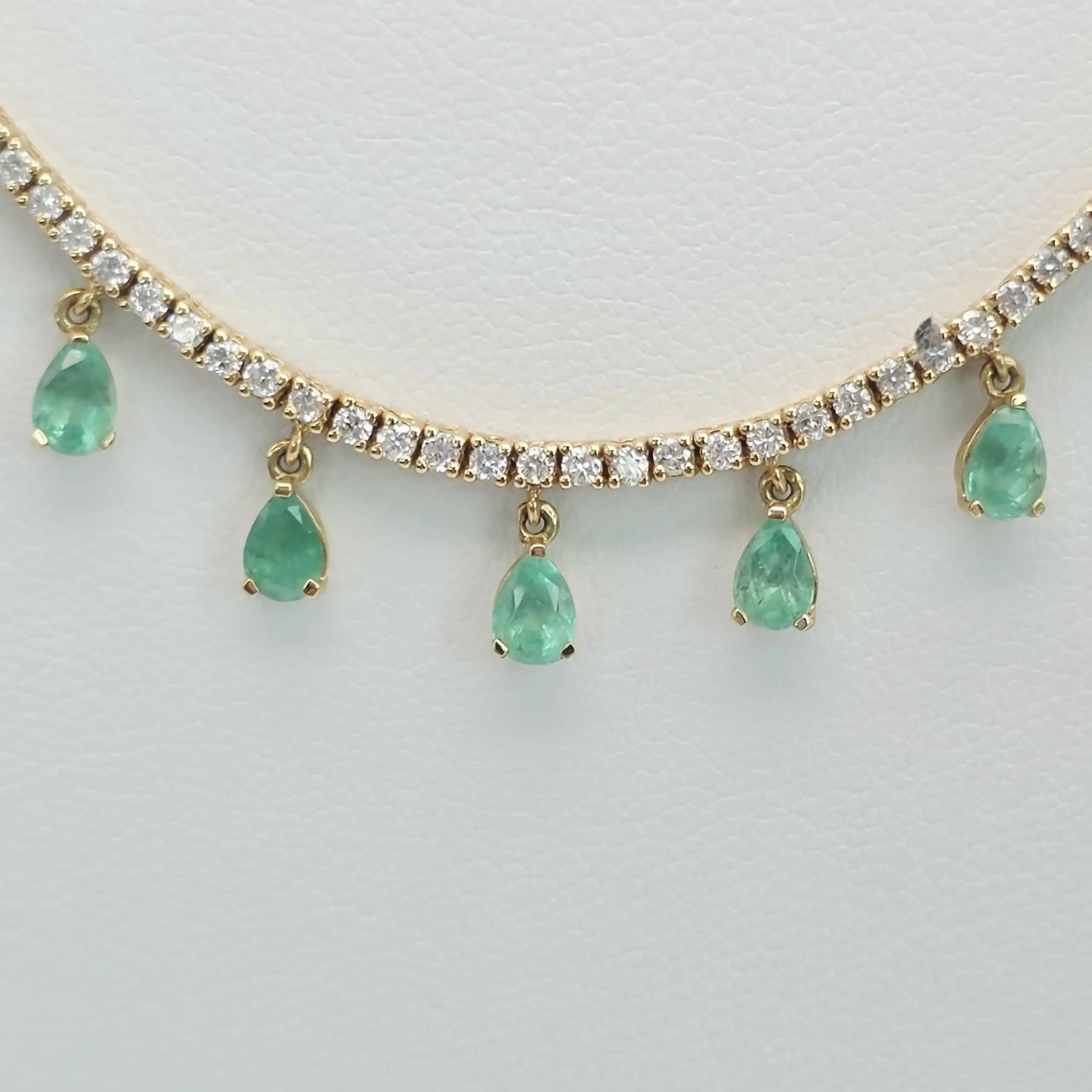 Emerlad Dangle Tennis Necklace