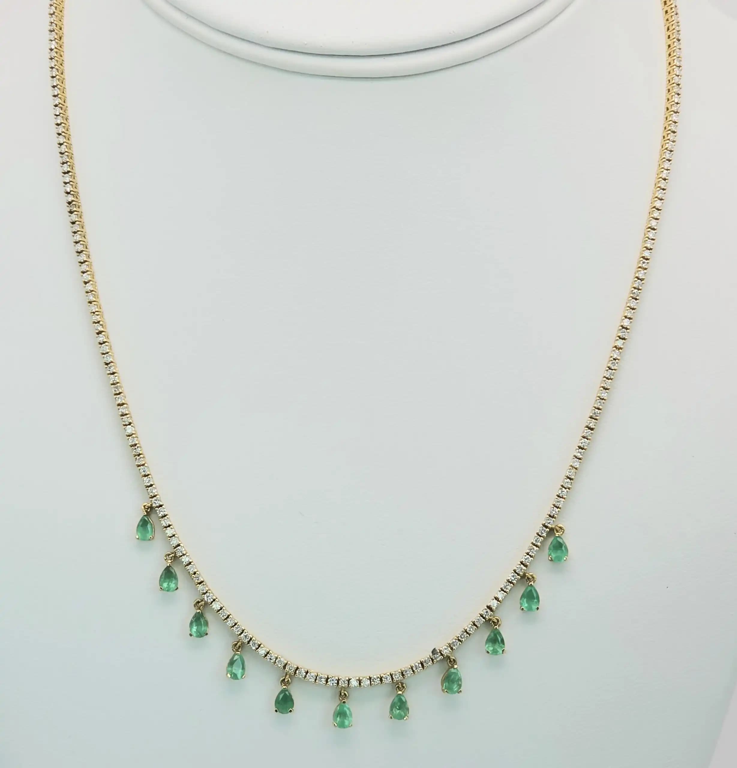 Emerlad Dangle Tennis Necklace