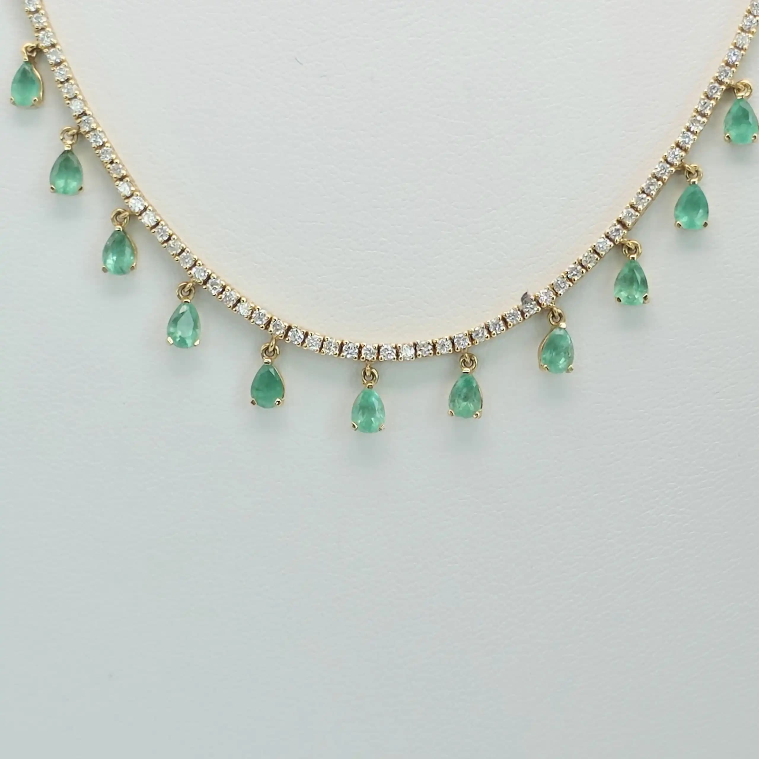 Emerlad Dangle Tennis Necklace